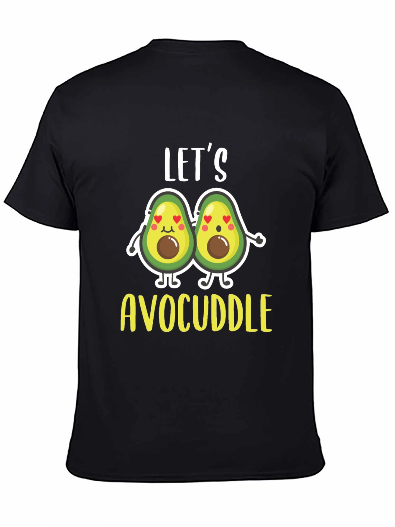 Black Let's Avocuddle Black T-Shirt view 4