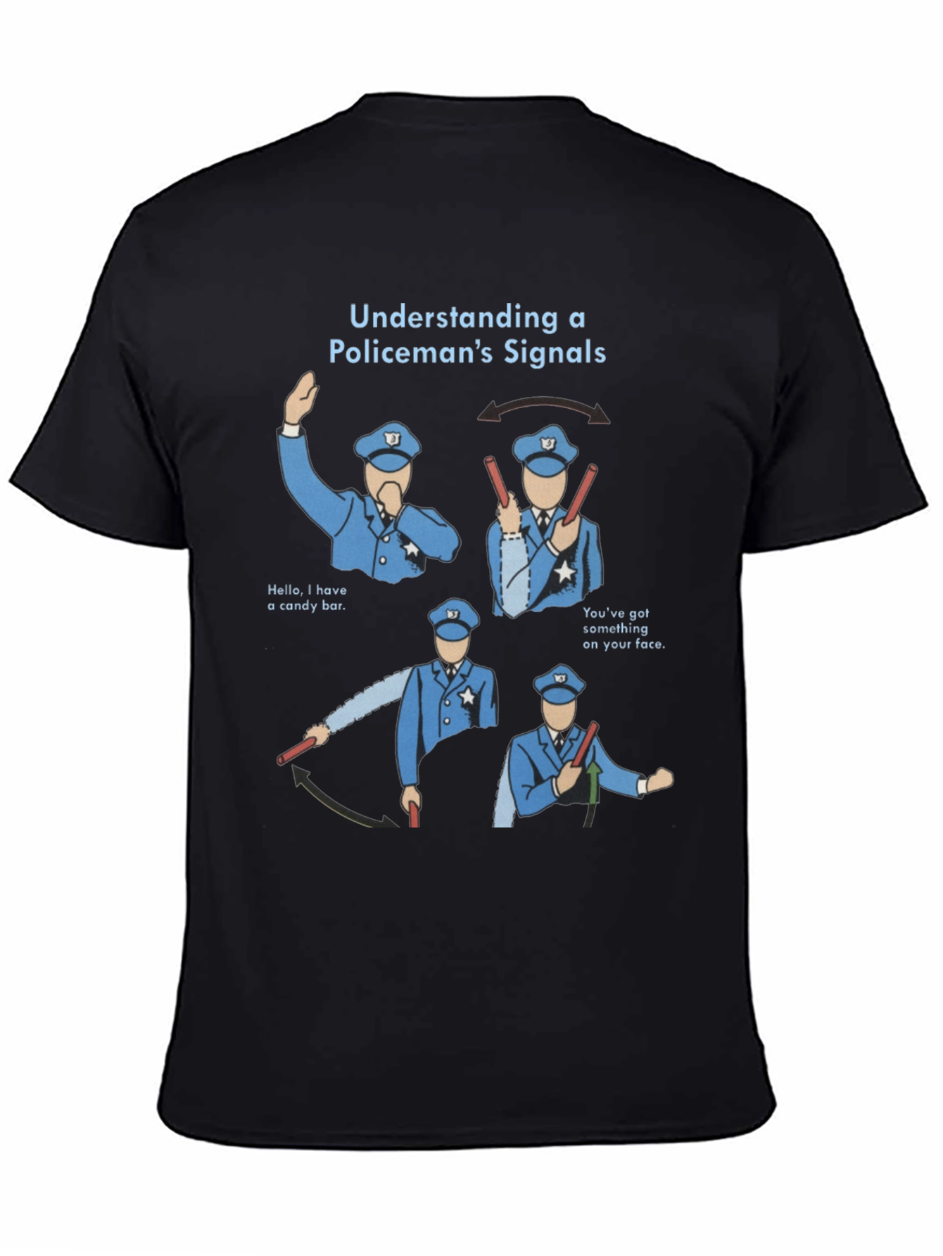 Black Funny Policeman's Signals Graphic Tee view 4