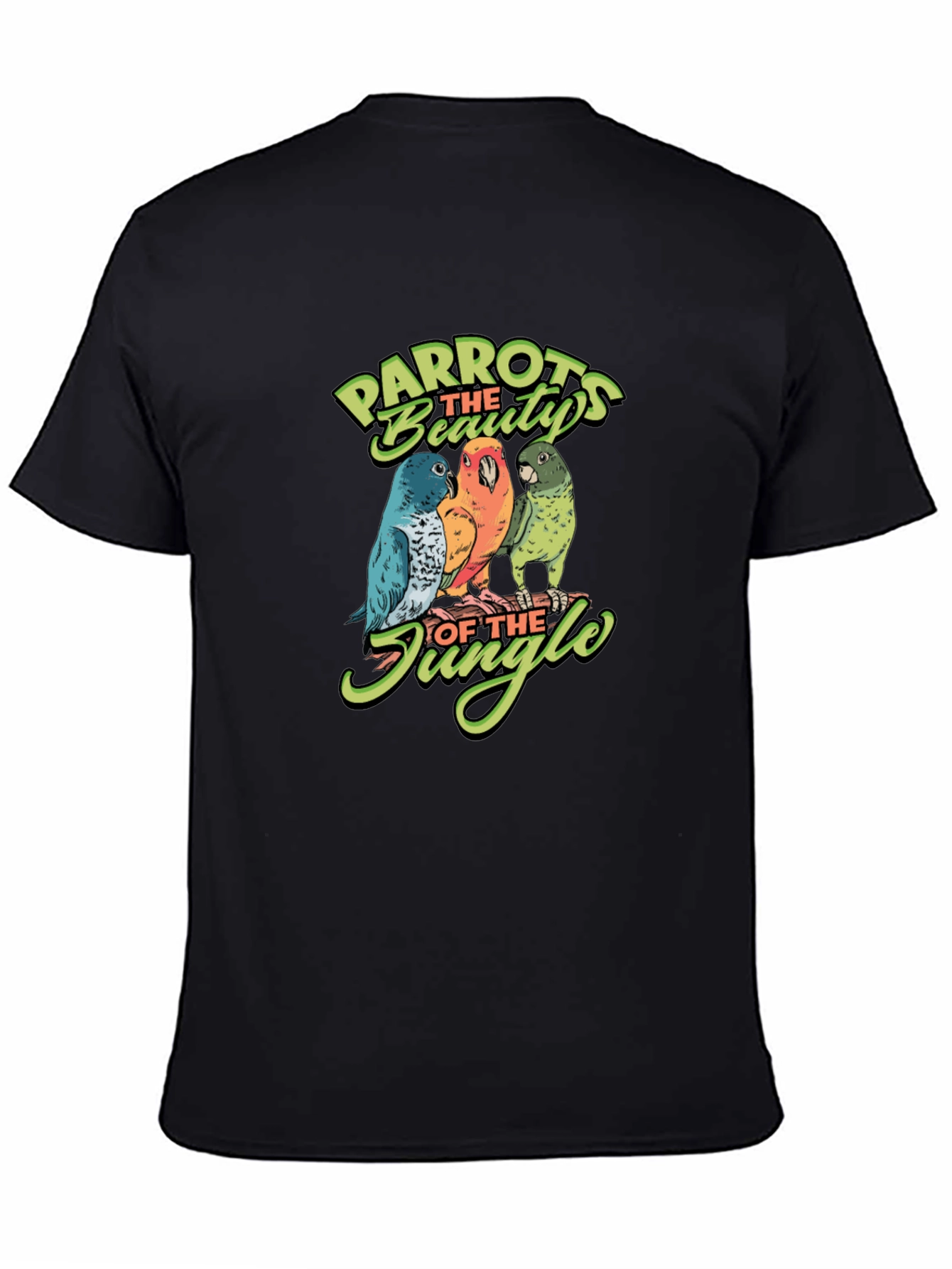 Black Parrots of the Jungle Graphic Tee view 4