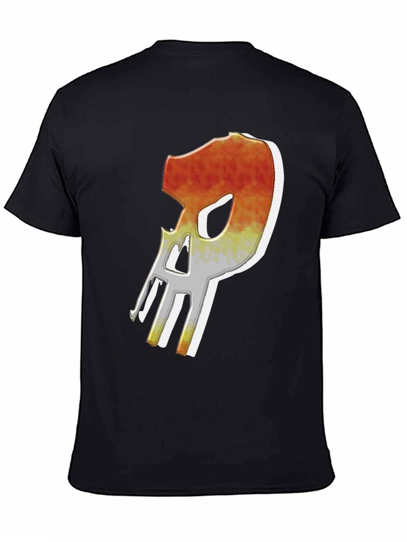 Black Fiery Skull Graphic Tee - Edgy Men's T-Shirt view 4