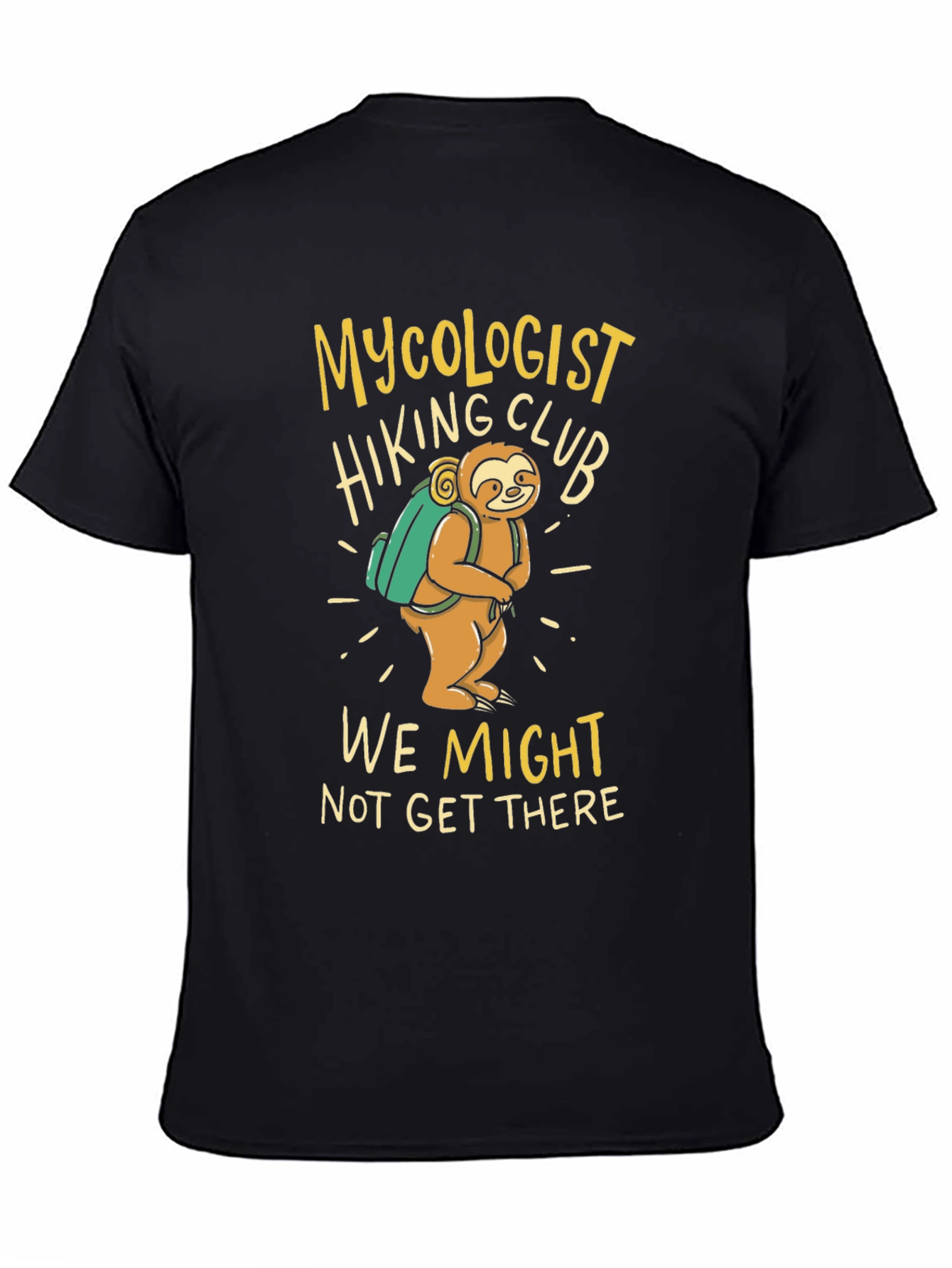Black Mycologist Hiking Club Sloth Graphic T-Shirt view 4