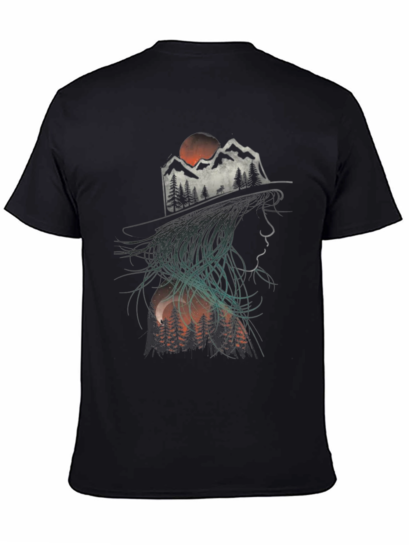 Black Nature Silhouette Graphic T-Shirt view 4