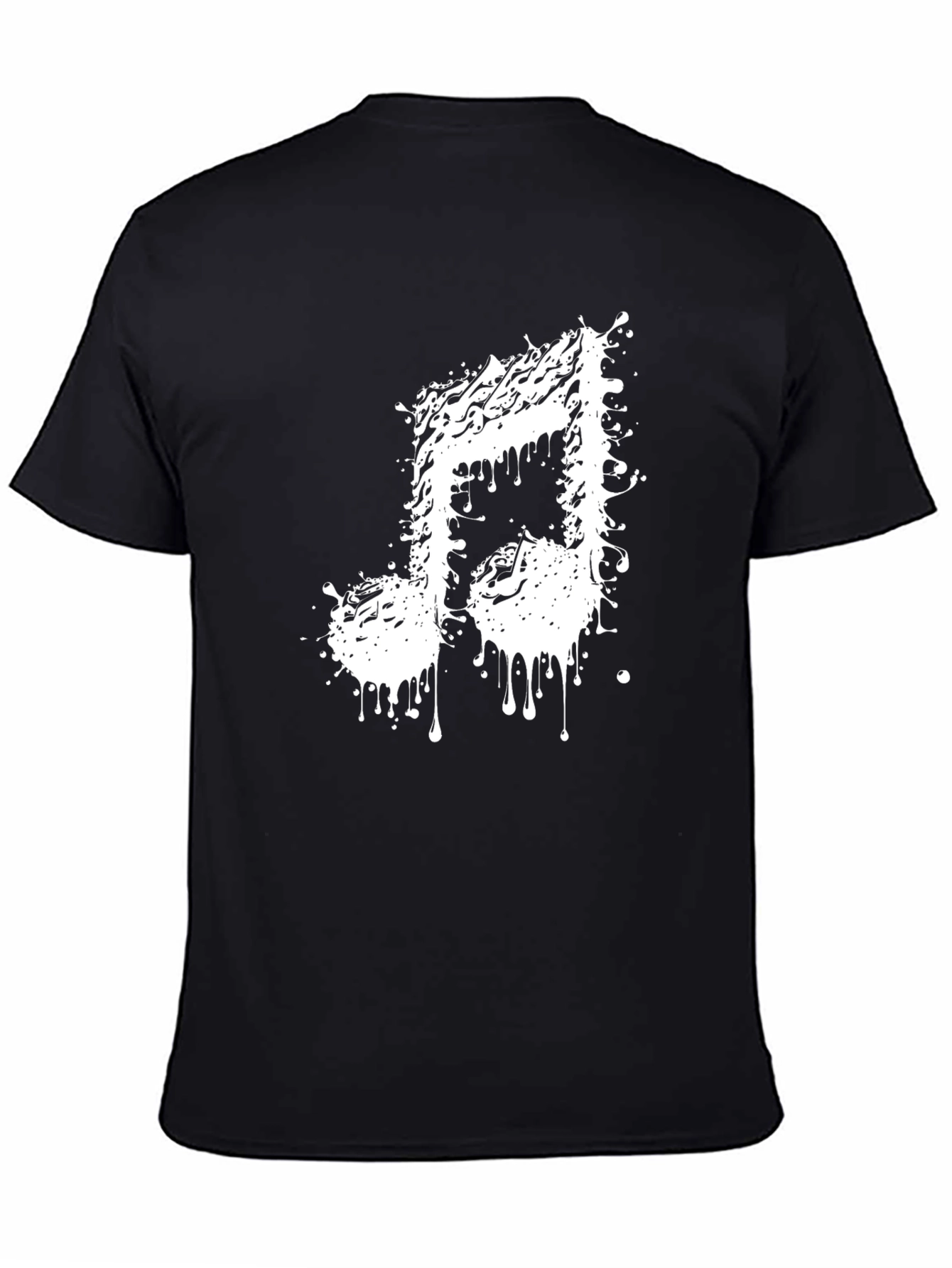 Black Musical Note Graphic Tee - Men's Black T-Shirt view 4