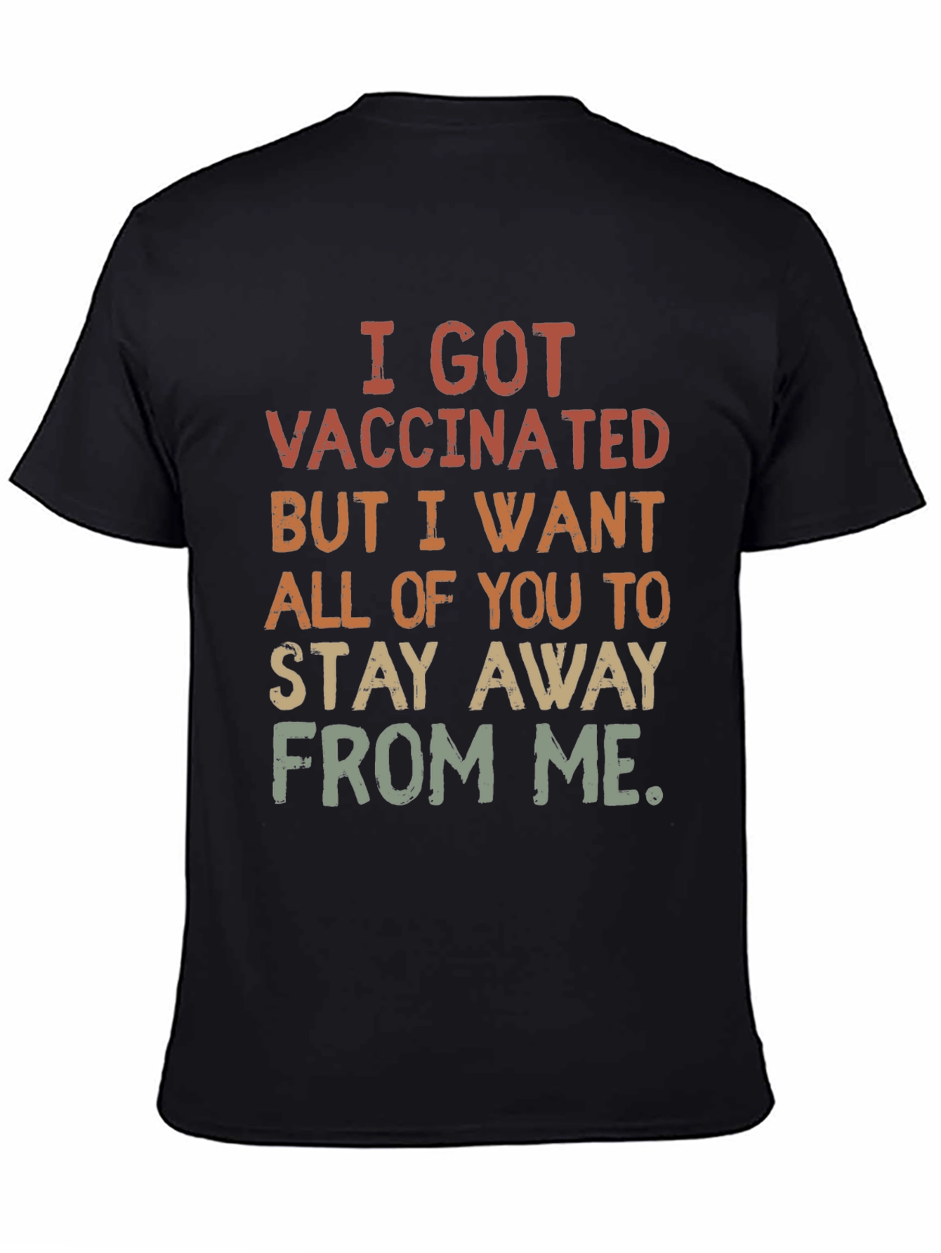 Black Funny Vaccinated Graphic T-Shirt: Stay Away view 4