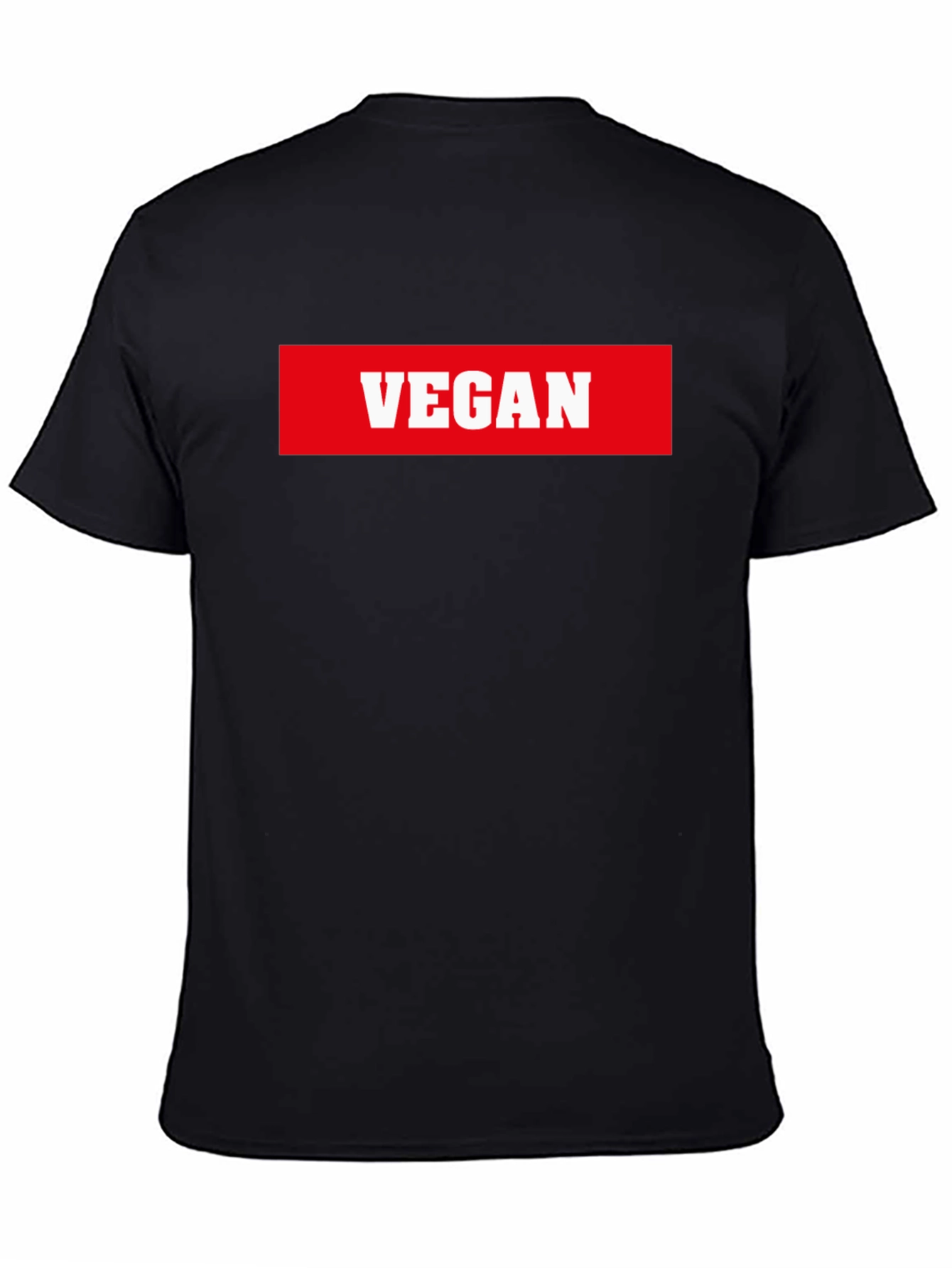 Black Vegan Statement T-Shirt - Bold Red & White Print view 4