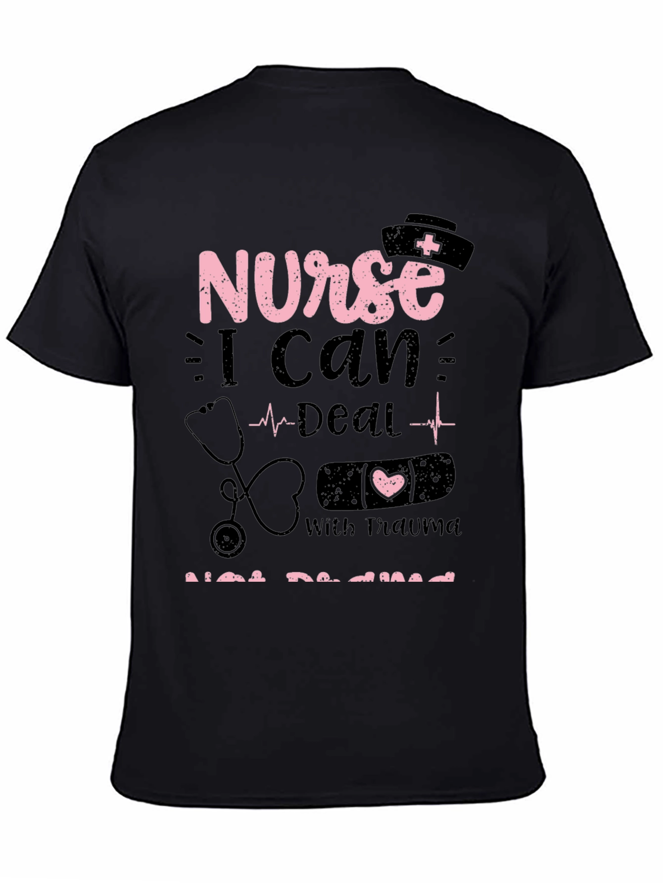 Black Nurse Trauma T-Shirt: I Can Deal With Trauma view 4