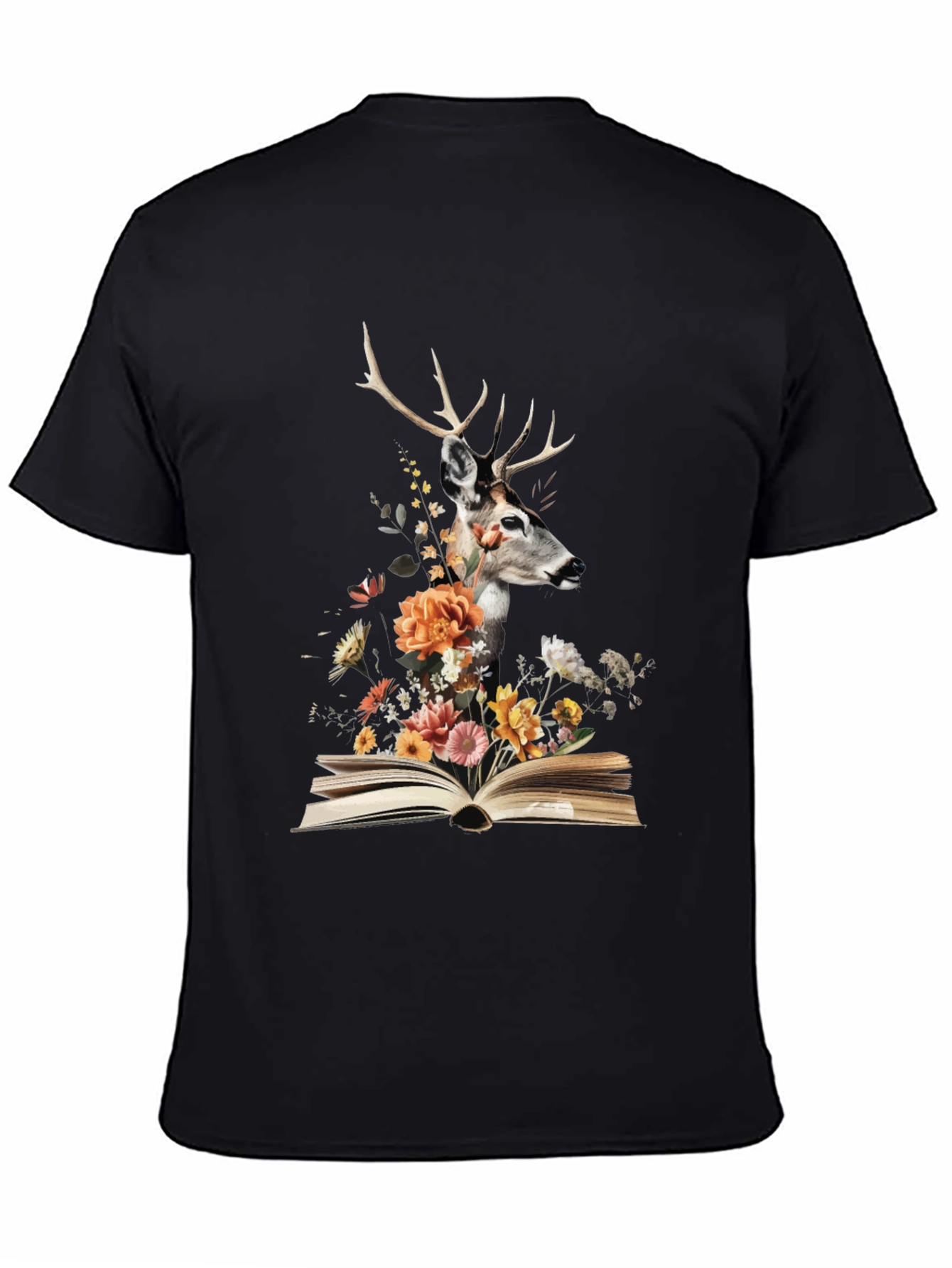 Black Deer in Book Floral Tee view 4