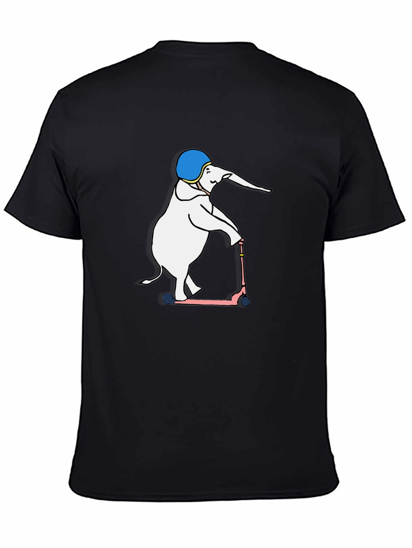 Black Elephant on Scooter Graphic T-Shirt view 4