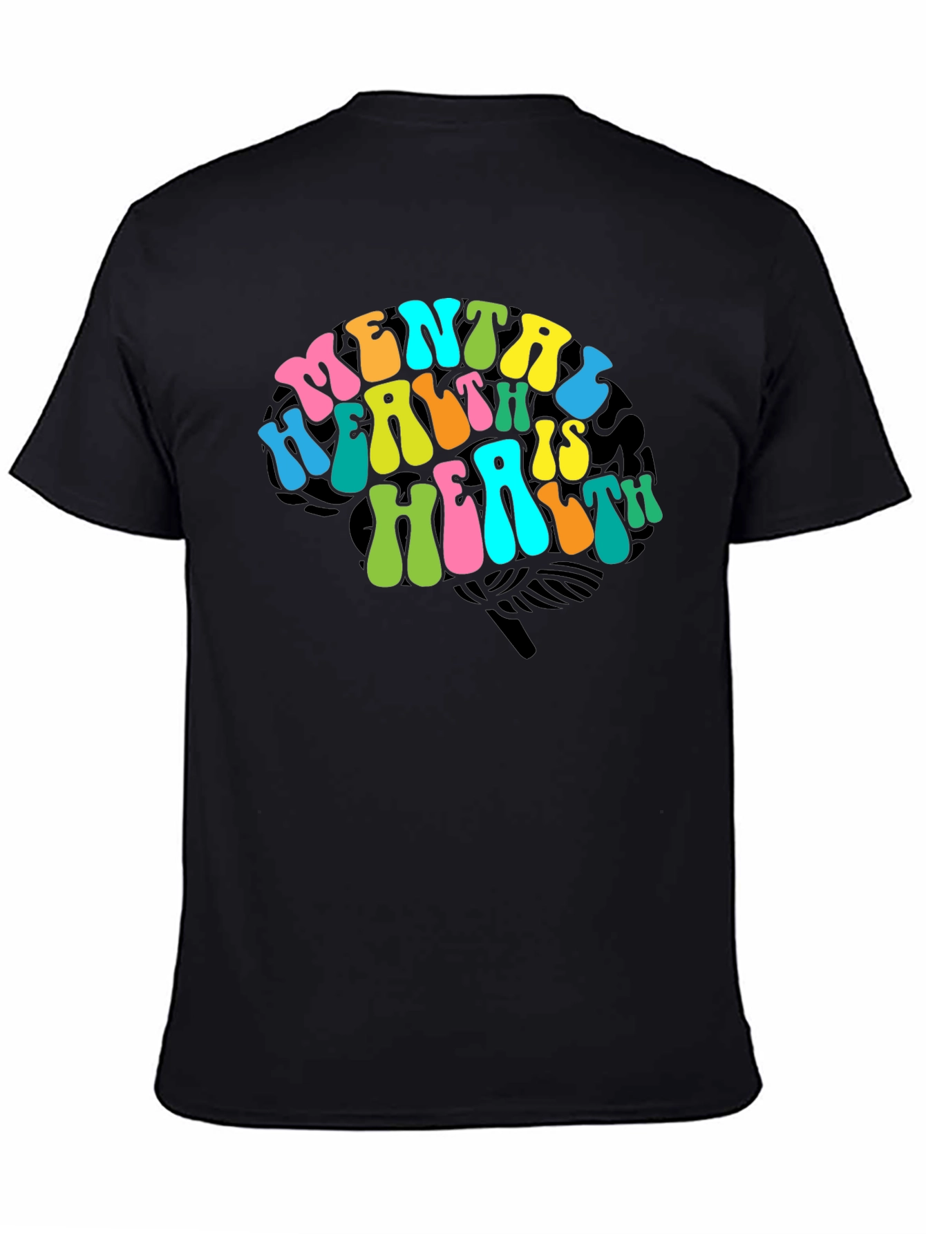 Black Mental Health Brain Graphic T-Shirt view 4