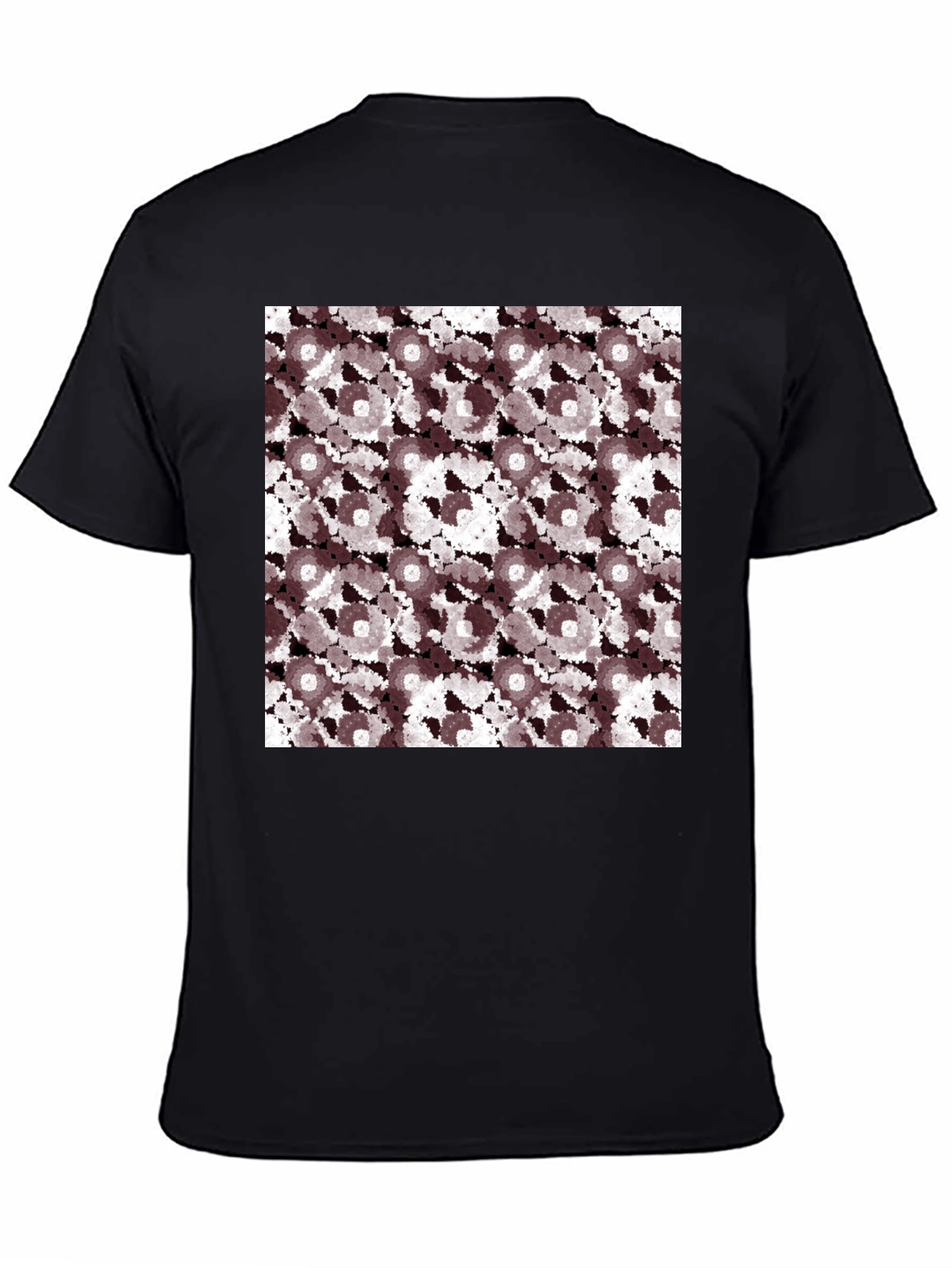 Black Abstract Floral Print Black T-Shirt for Men view 4