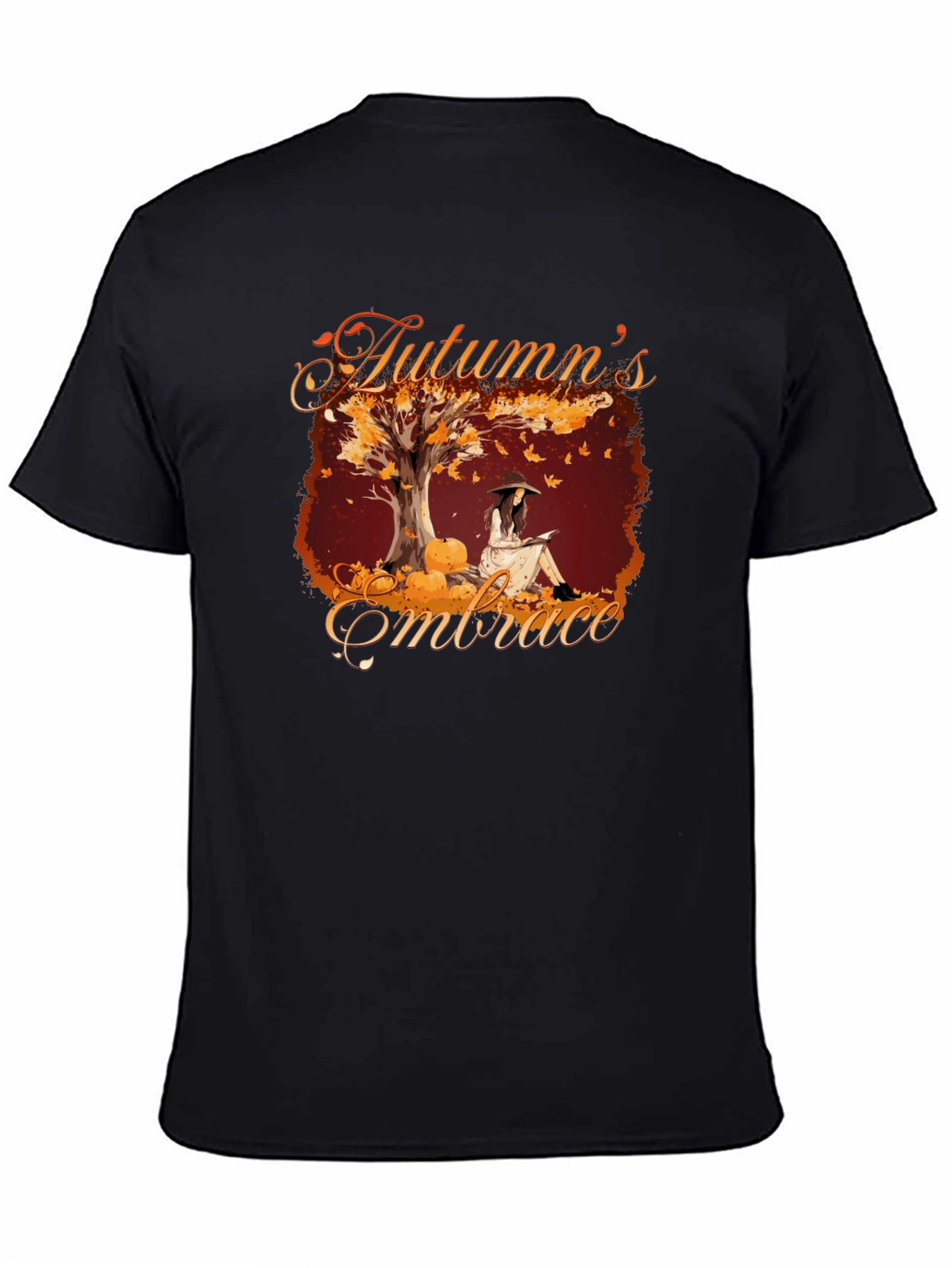 Black Autumn's Embrace Graphic Tee - Cozy Fall Style view 4