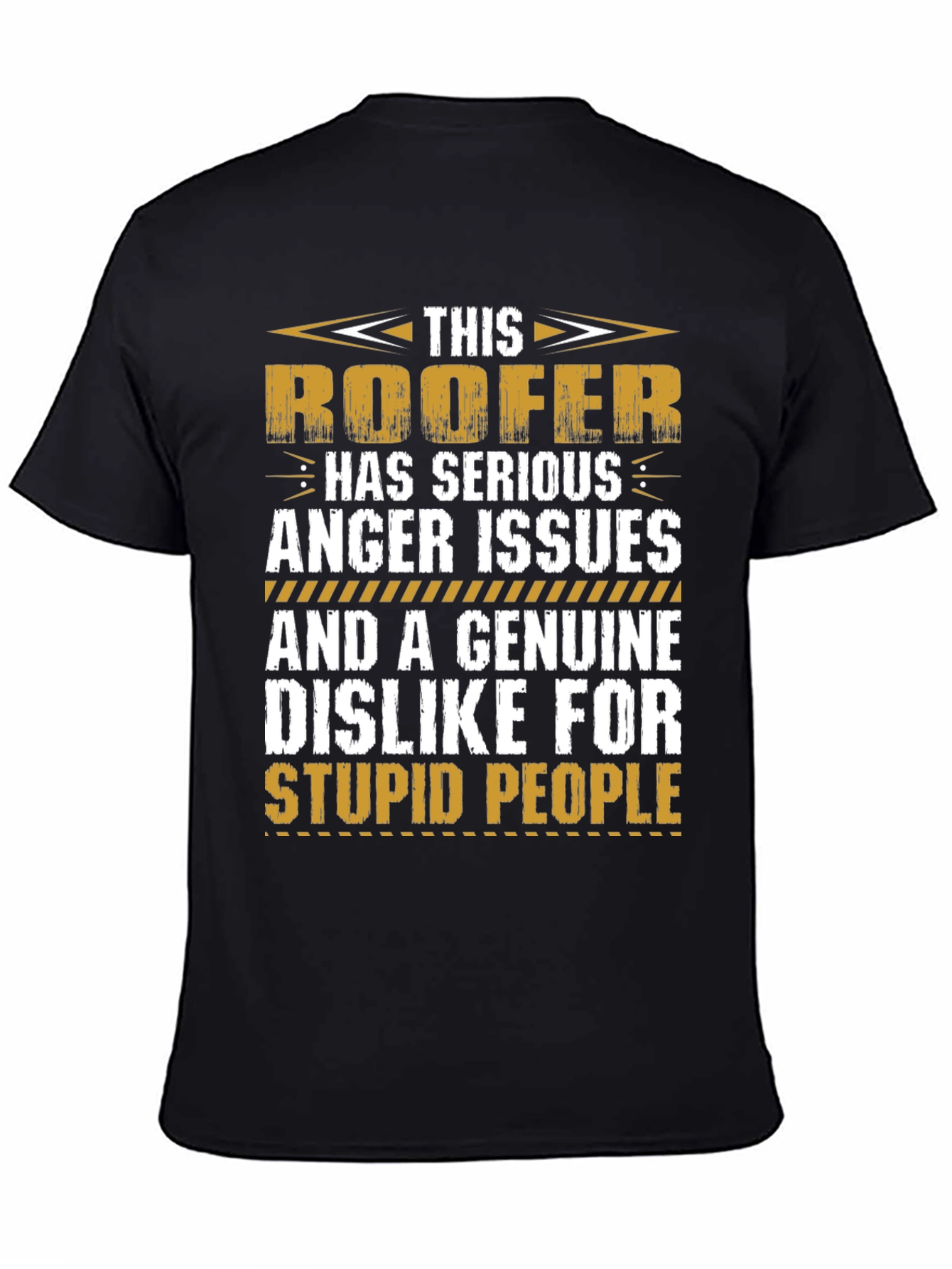 Black Roofer Humor Graphic T-Shirt - Anger Issues view 4