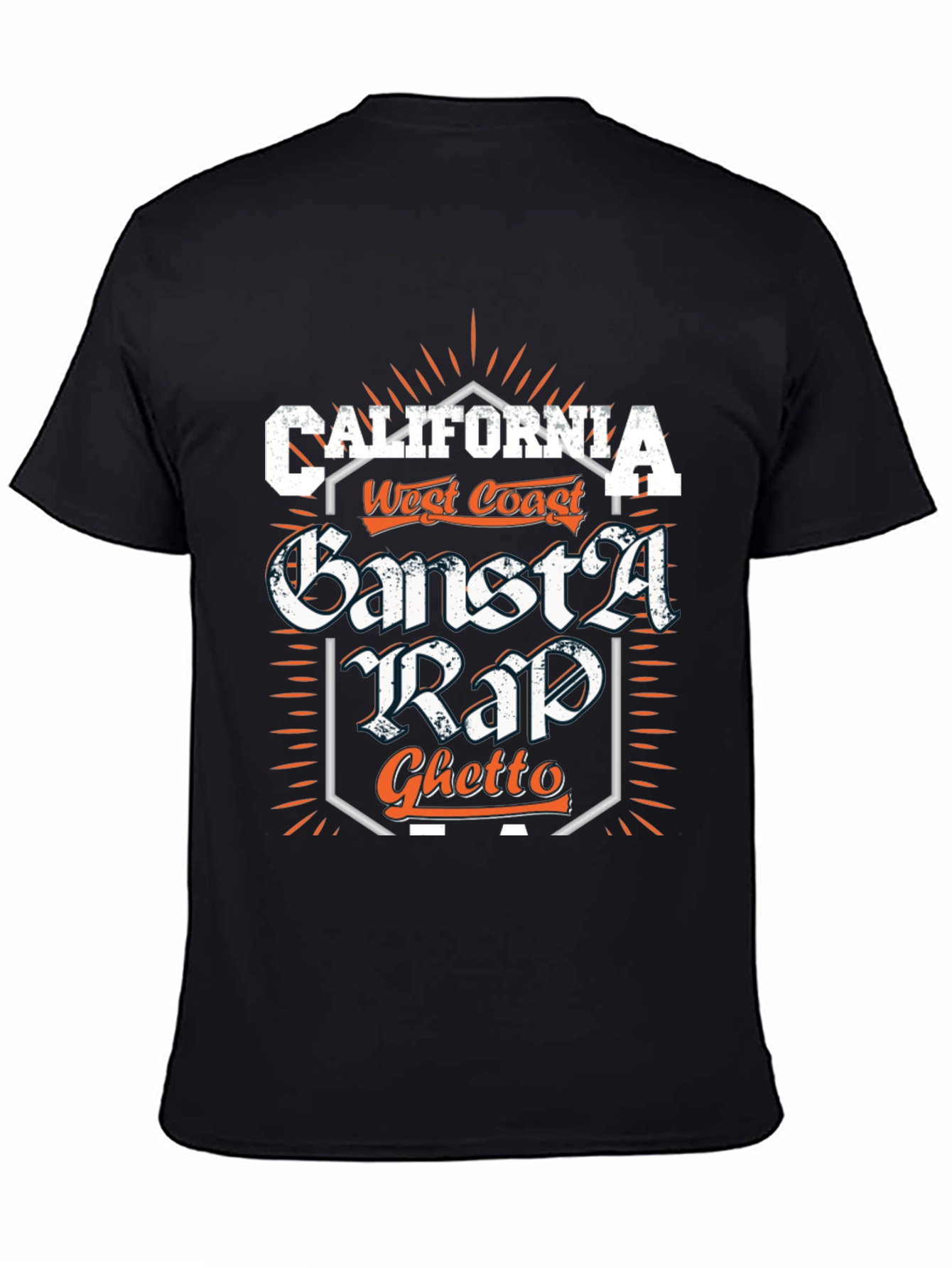 Black California Gangsta Rap T-Shirt view 4