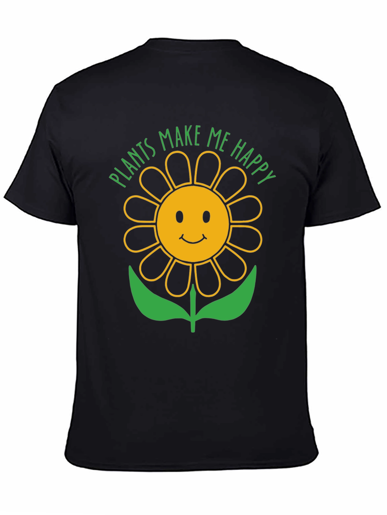 Black Plants Make Me Happy Sunflower Graphic T-Shirt view 4