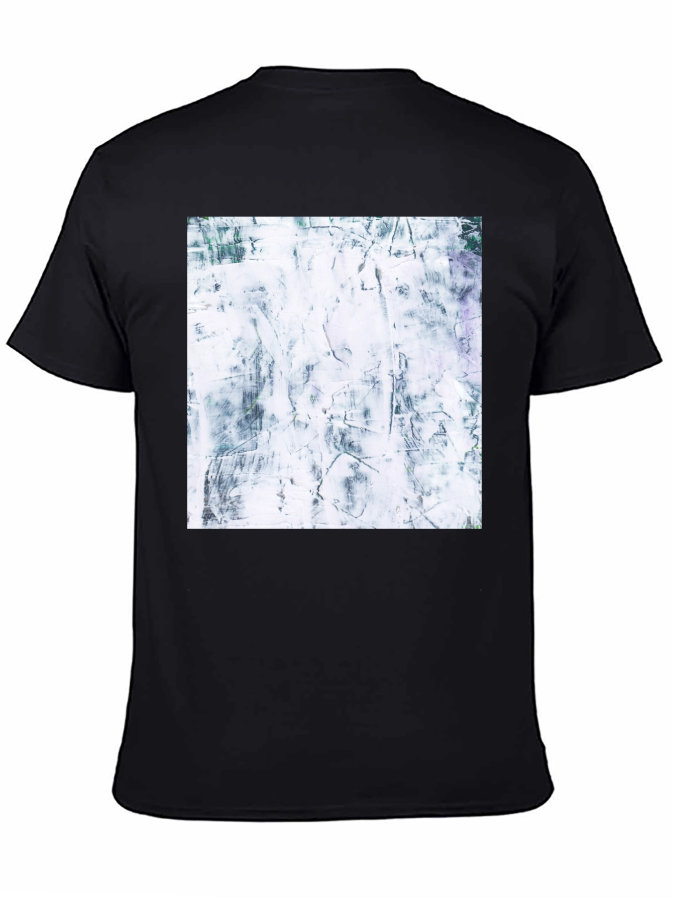 Black Abstract Texture Print Black T-Shirt view 4
