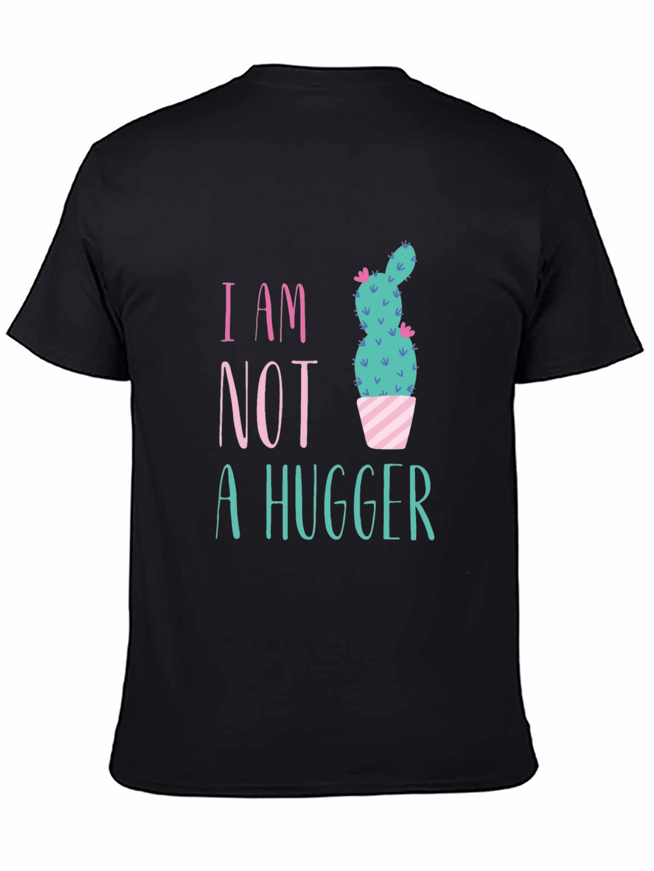 Black I Am Not A Hugger Cactus Graphic Tee view 4