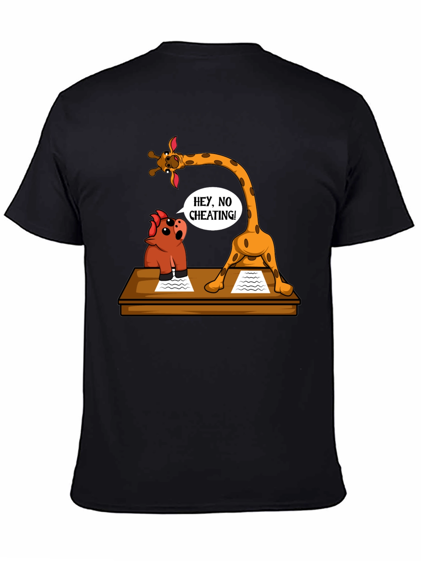 Black Funny Cheating Giraffe T-Shirt view 4