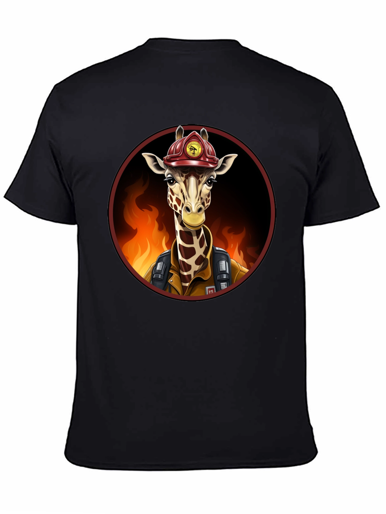 Black Giraffe Firefighter Graphic Tee view 4