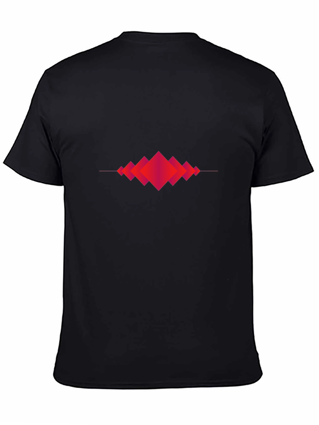 Black Abstract Geometric Red Diamond Graphic Black T-Shirt view 4