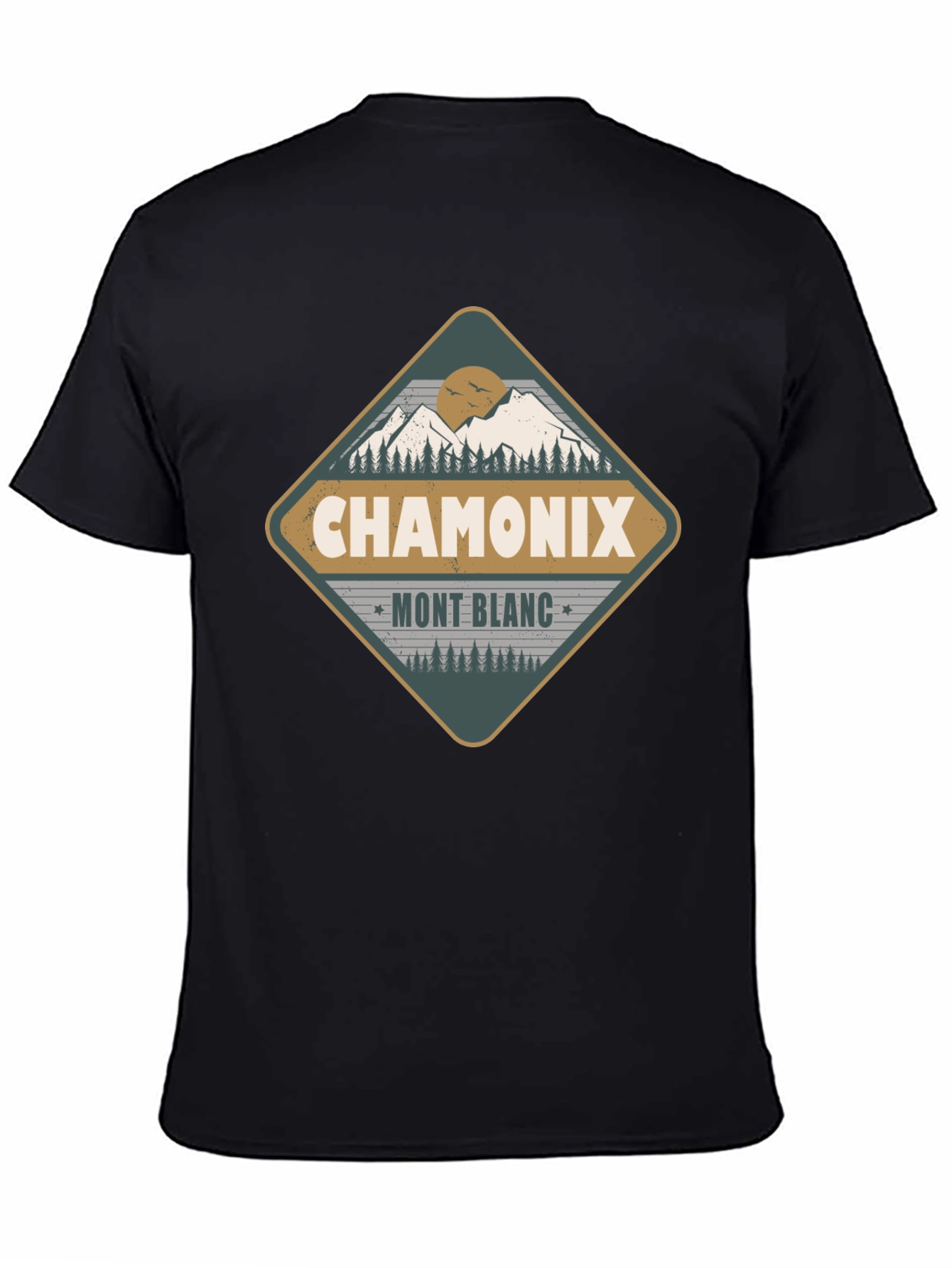 Black Chamonix Mont Blanc Graphic T-Shirt view 4