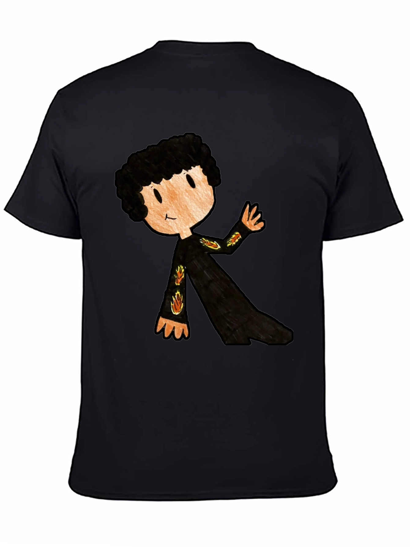 Black Cartoon Character Black T-Shirt view 4