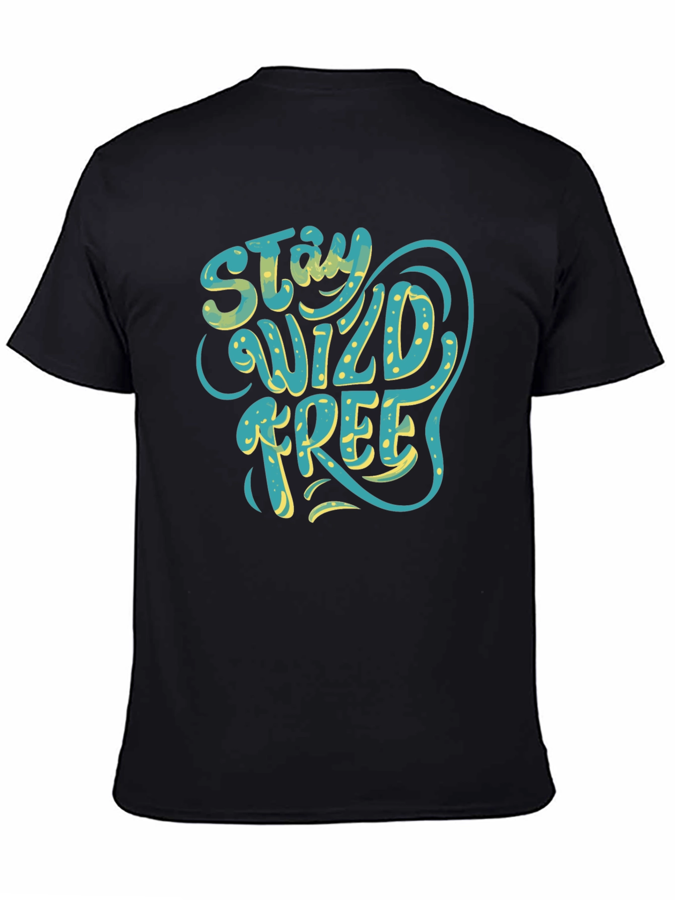 Black Stay Wild Free Graphic Tee - Black Cotton T-Shirt view 4