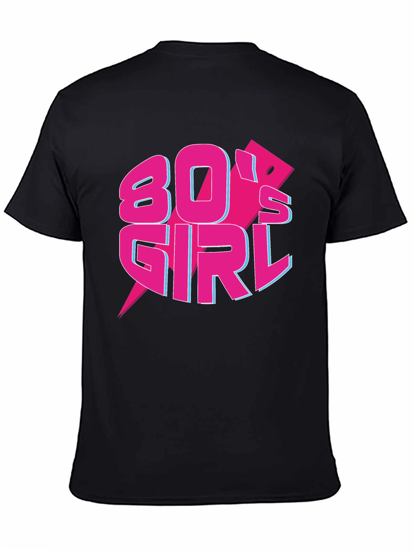 Black 80's Girl Retro T-Shirt view 4