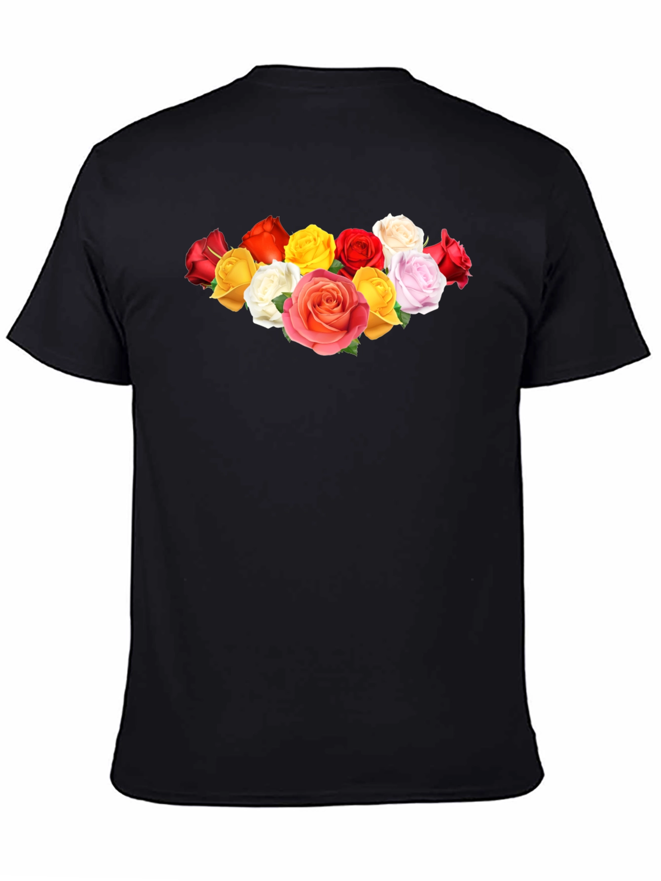 Black Floral Rose Graphic Black Tee view 4