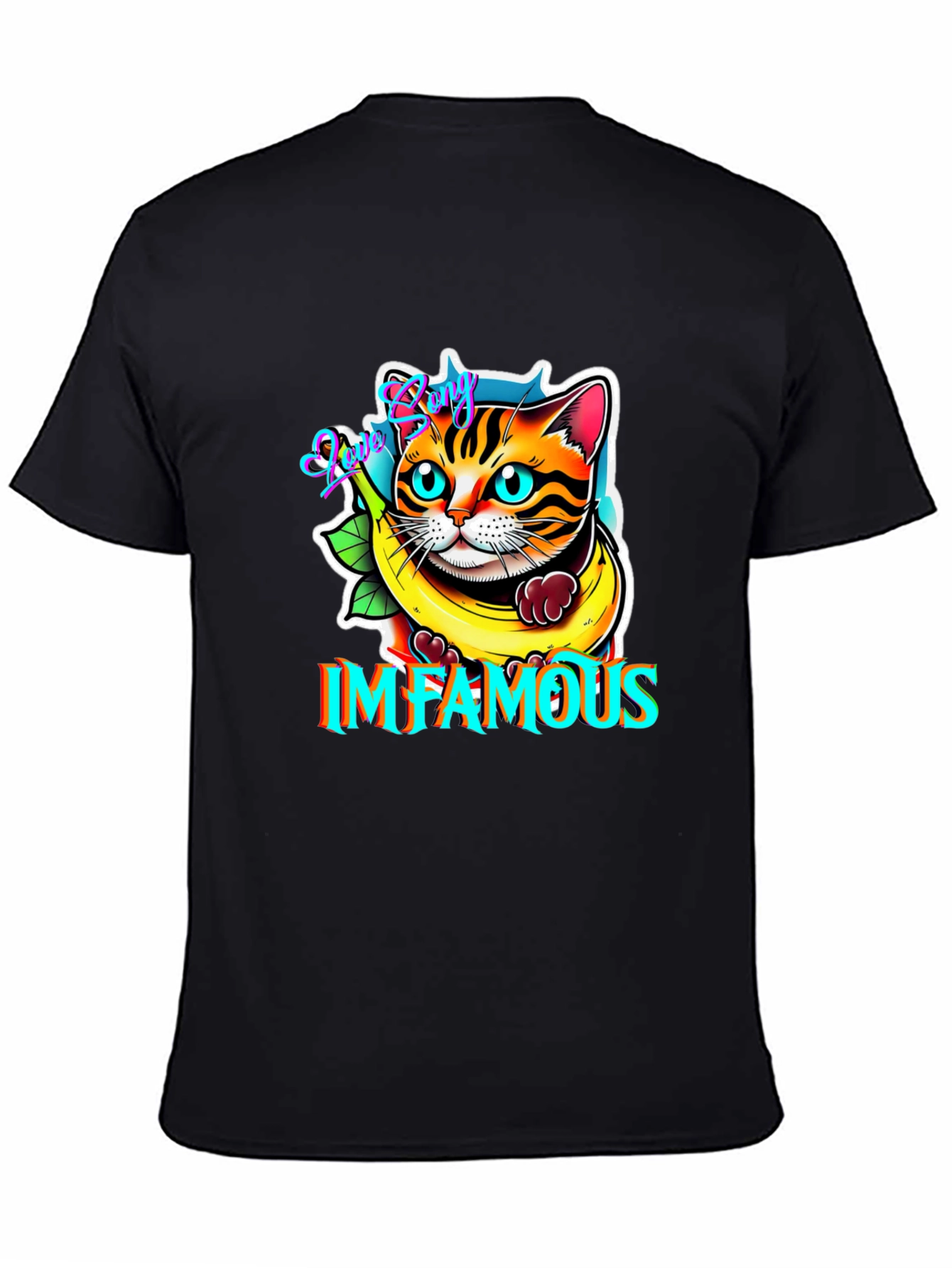 Black Infamous Cat in Banana T-Shirt view 4