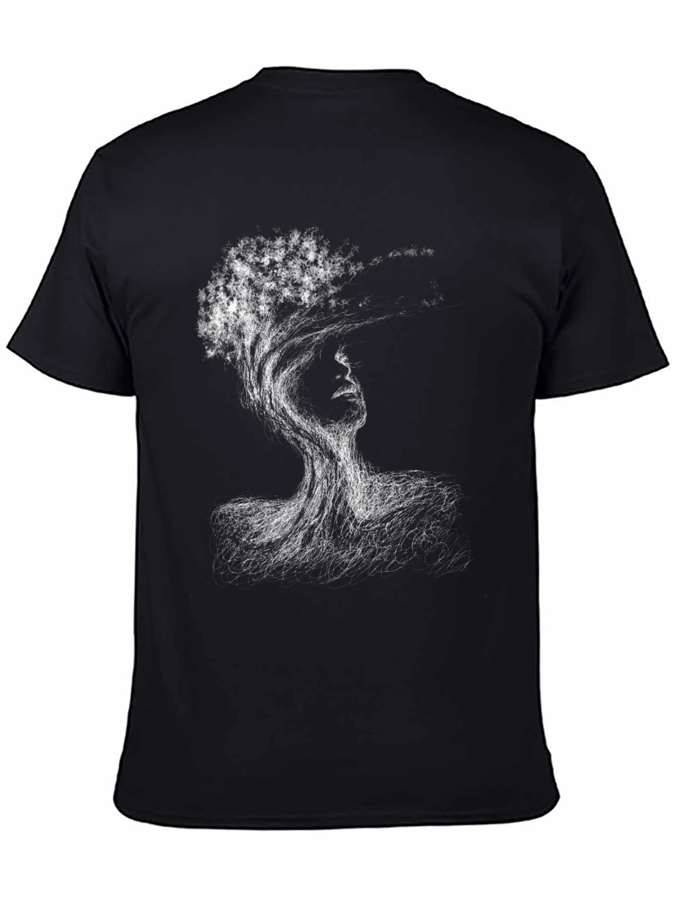 Black Abstract Tree Woman Black T-Shirt view 4