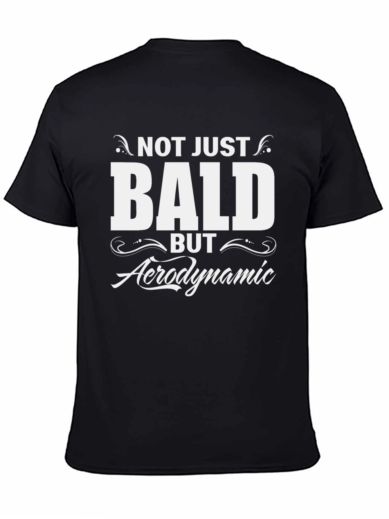 Black Funny Bald Aerodynamic T-Shirt view 4
