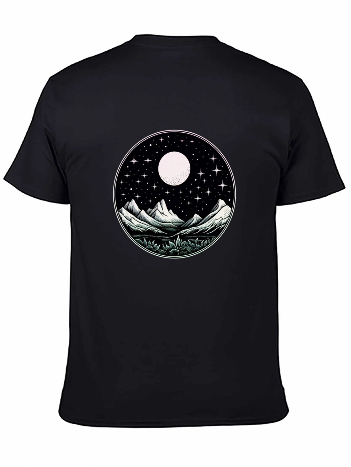 Black Night Sky Mountain Graphic Tee - Unisex view 4