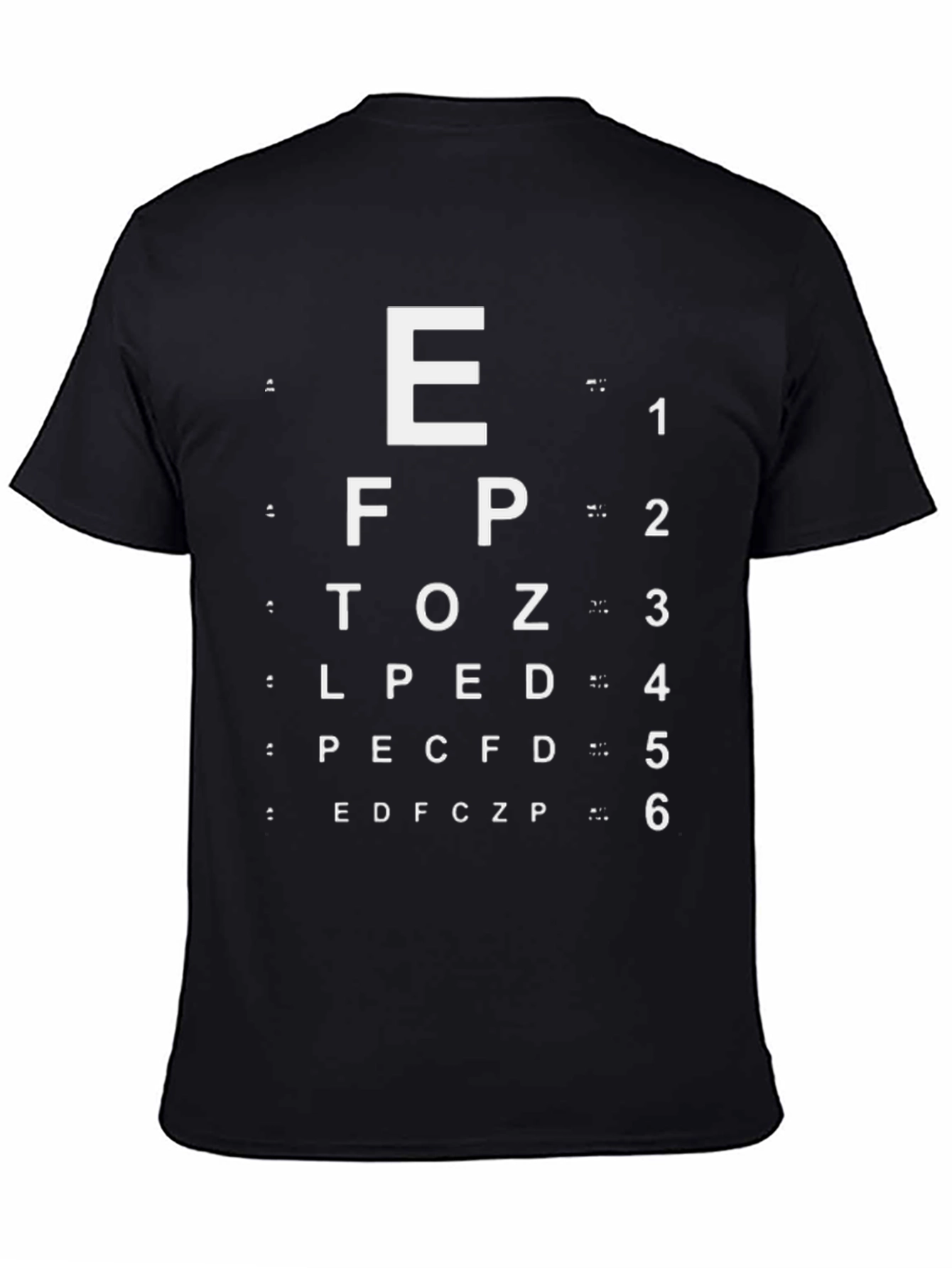Black Eye Chart Graphic Tee - Vision Test Novelty Shirt view 4