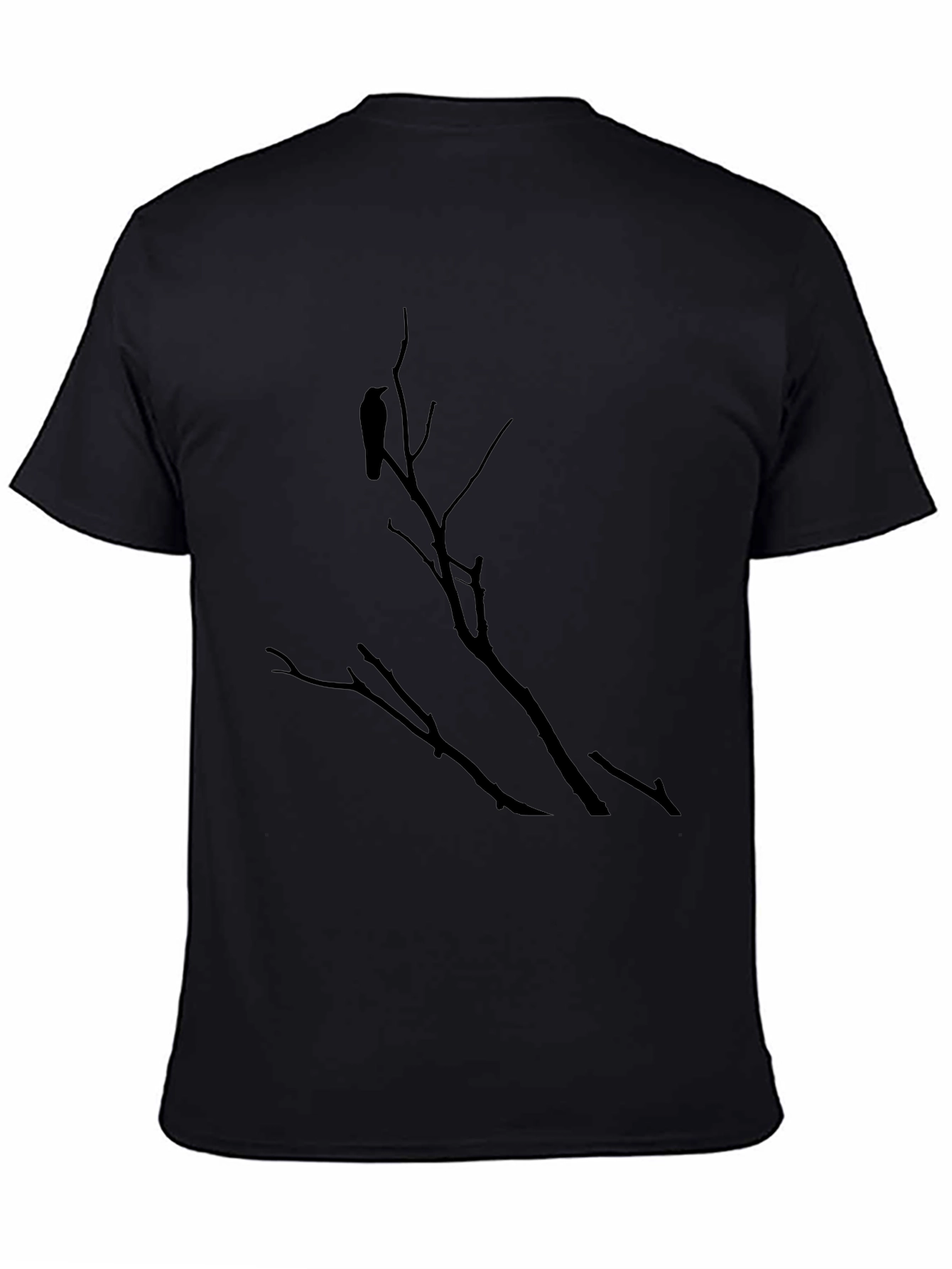 Black Raven on Branch Black T-Shirt - Gothic Style Tee view 4