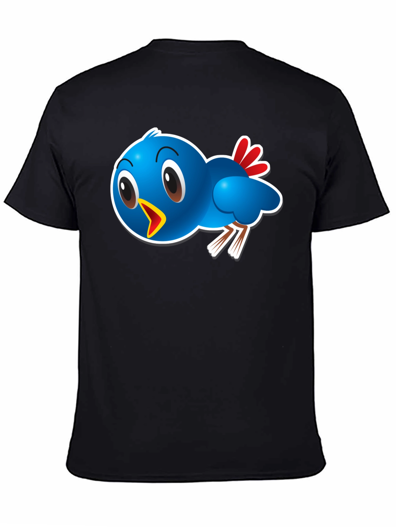 Black Blue Bird Graphic Tee - Cute Cartoon Bird T-Shirt view 4