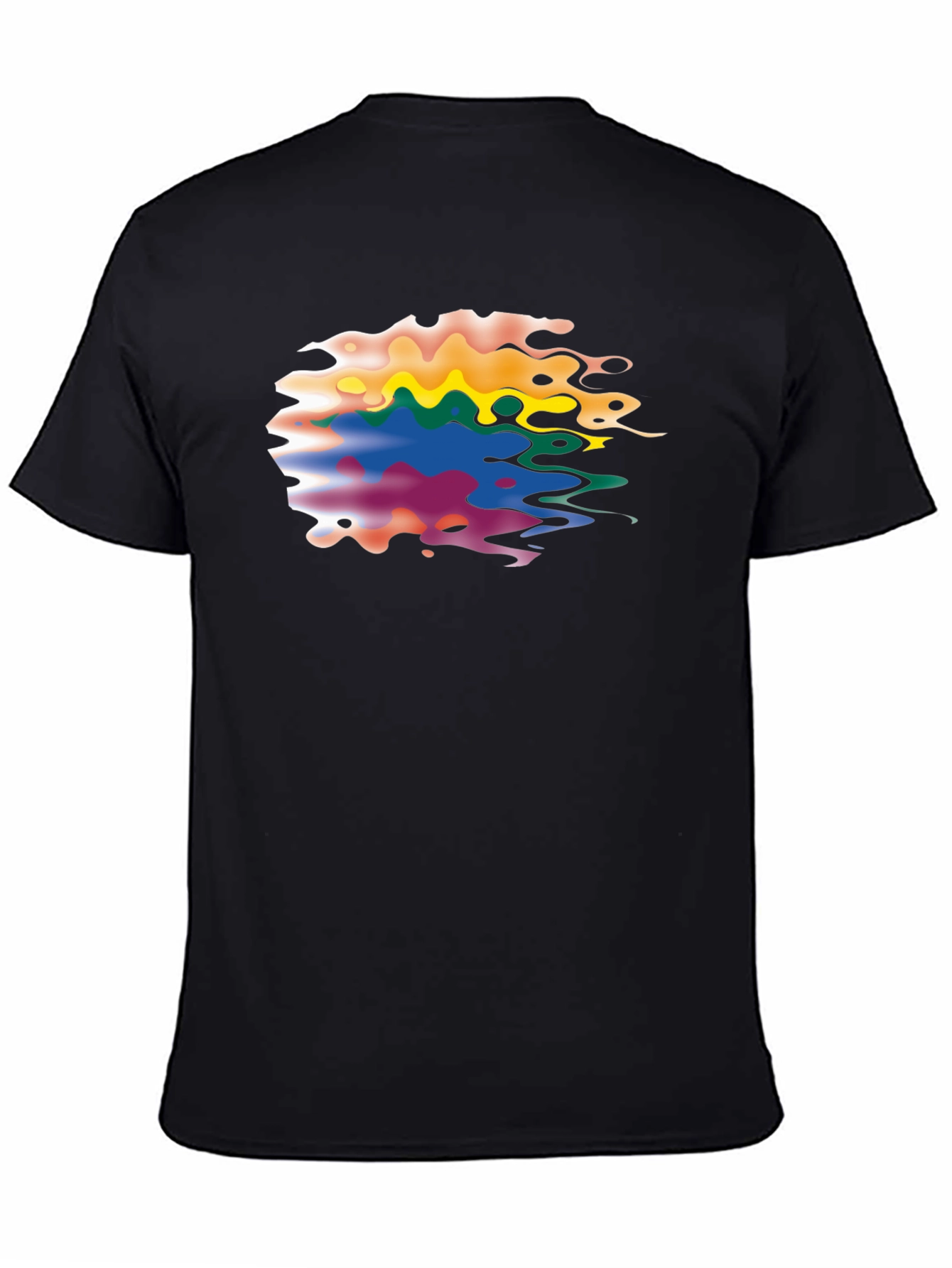 Black Abstract Colorful Graphic Print Black T-Shirt view 4