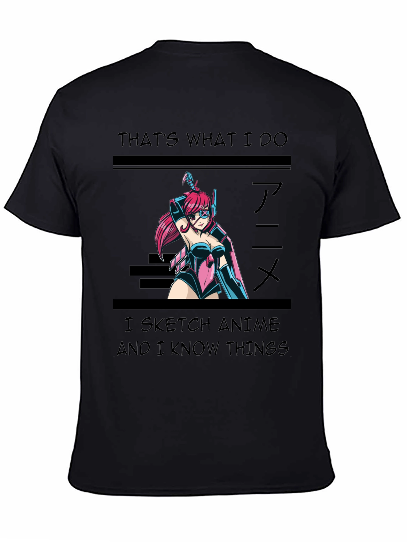 Black Anime Sketch T-Shirt - 'That's What I Do' view 4