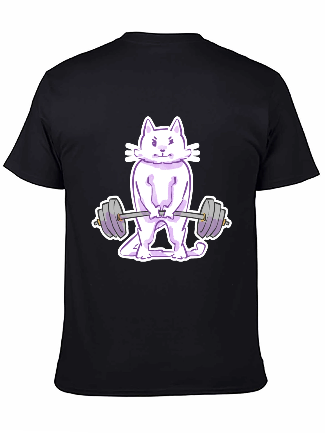 Black Cat Lifting Weights Graphic Tee - Black view 4