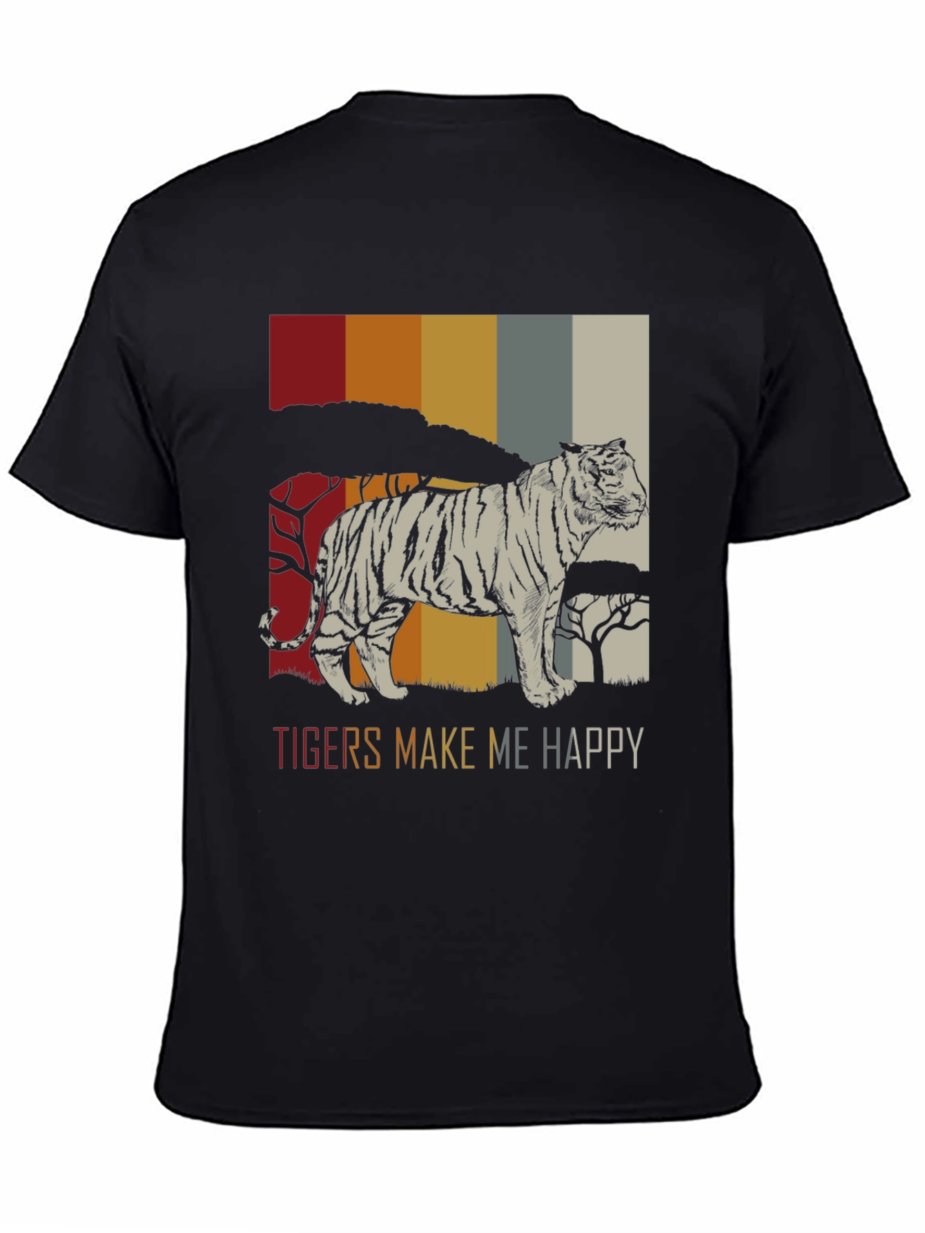 Black Tigers Make Me Happy Graphic Tee - Retro Style view 4
