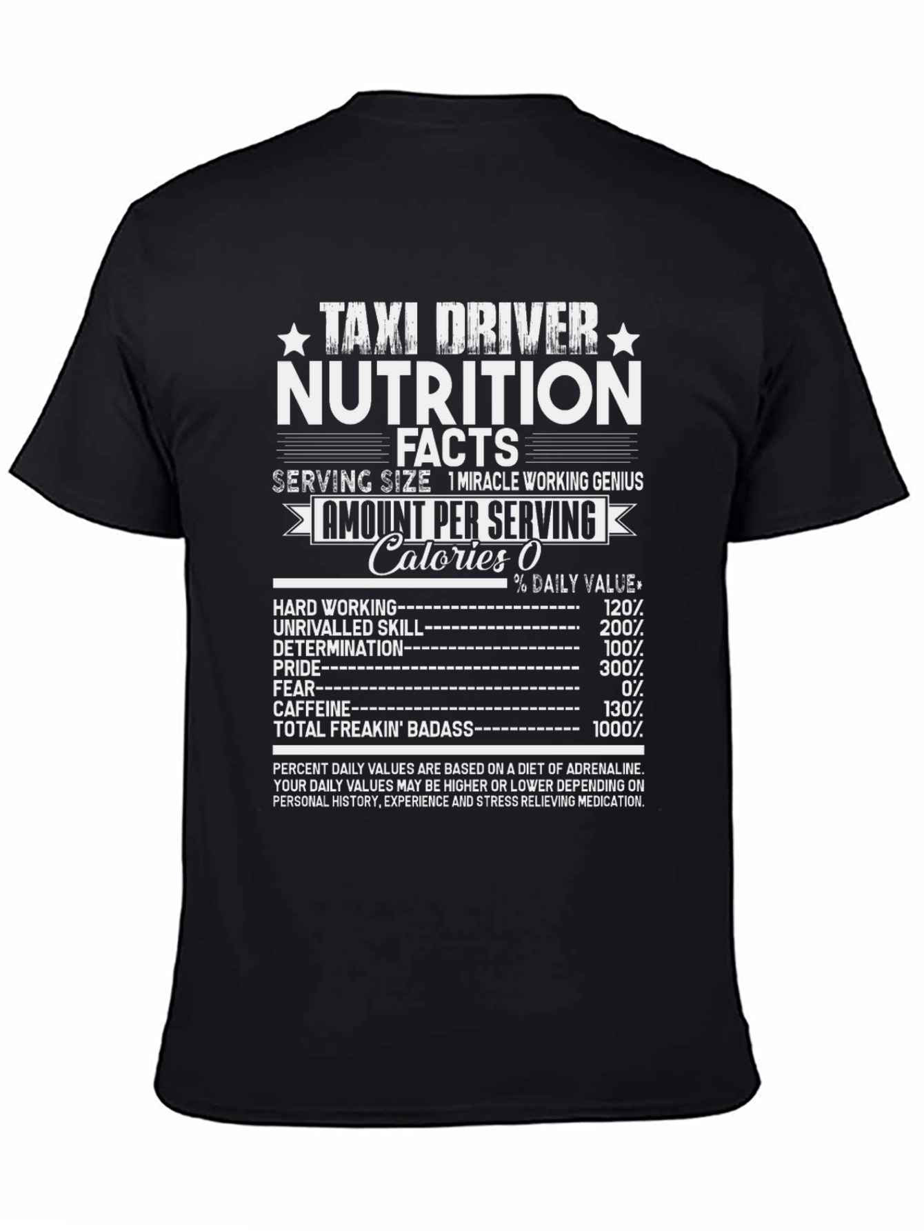 Black Taxi Driver Nutrition Facts T-Shirt view 4