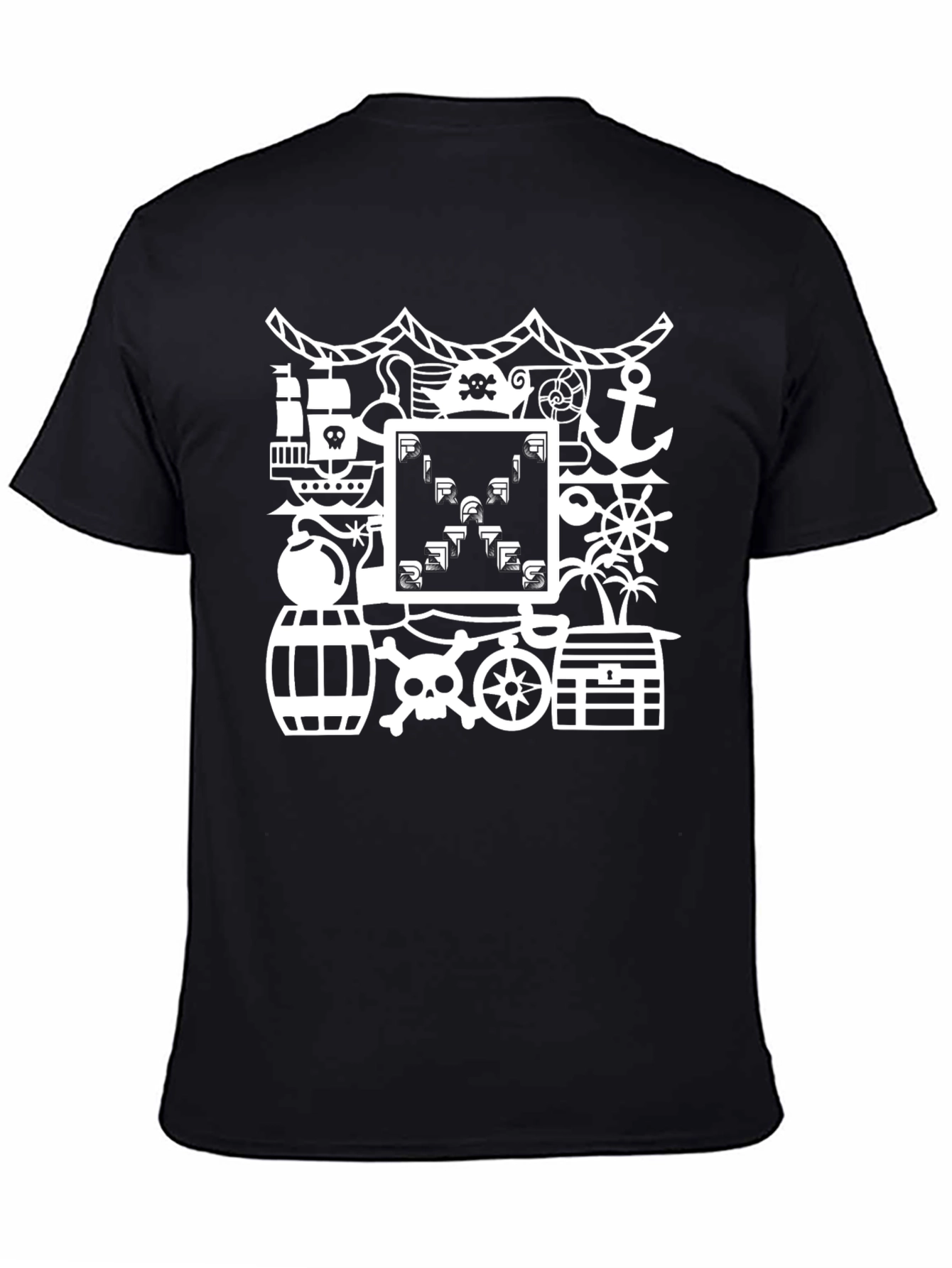 Black Pirate Retro Gamer Black T-Shirt view 4