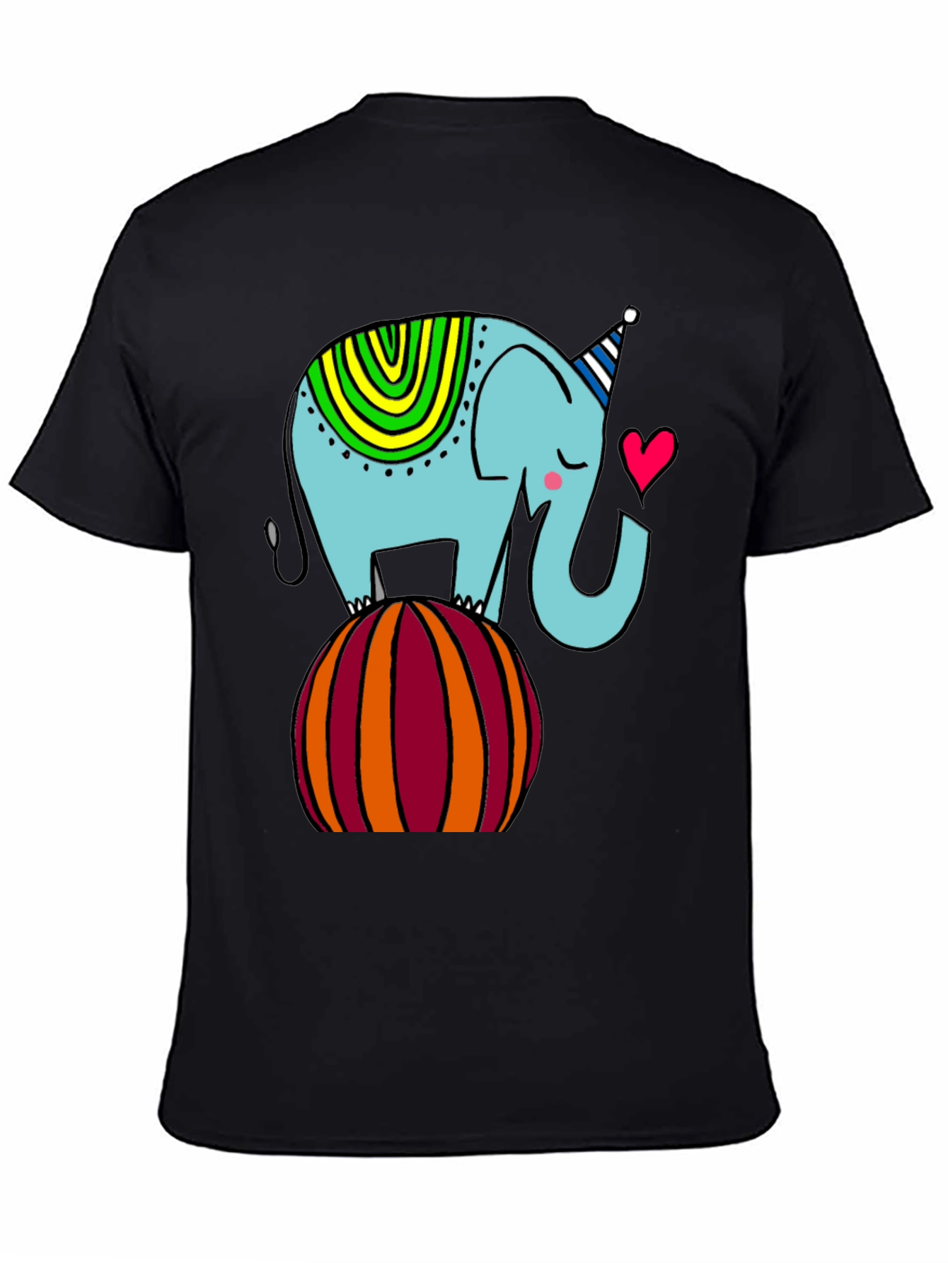 Black Elephant on Ball Graphic Tee - Cute Cartoon Style view 4