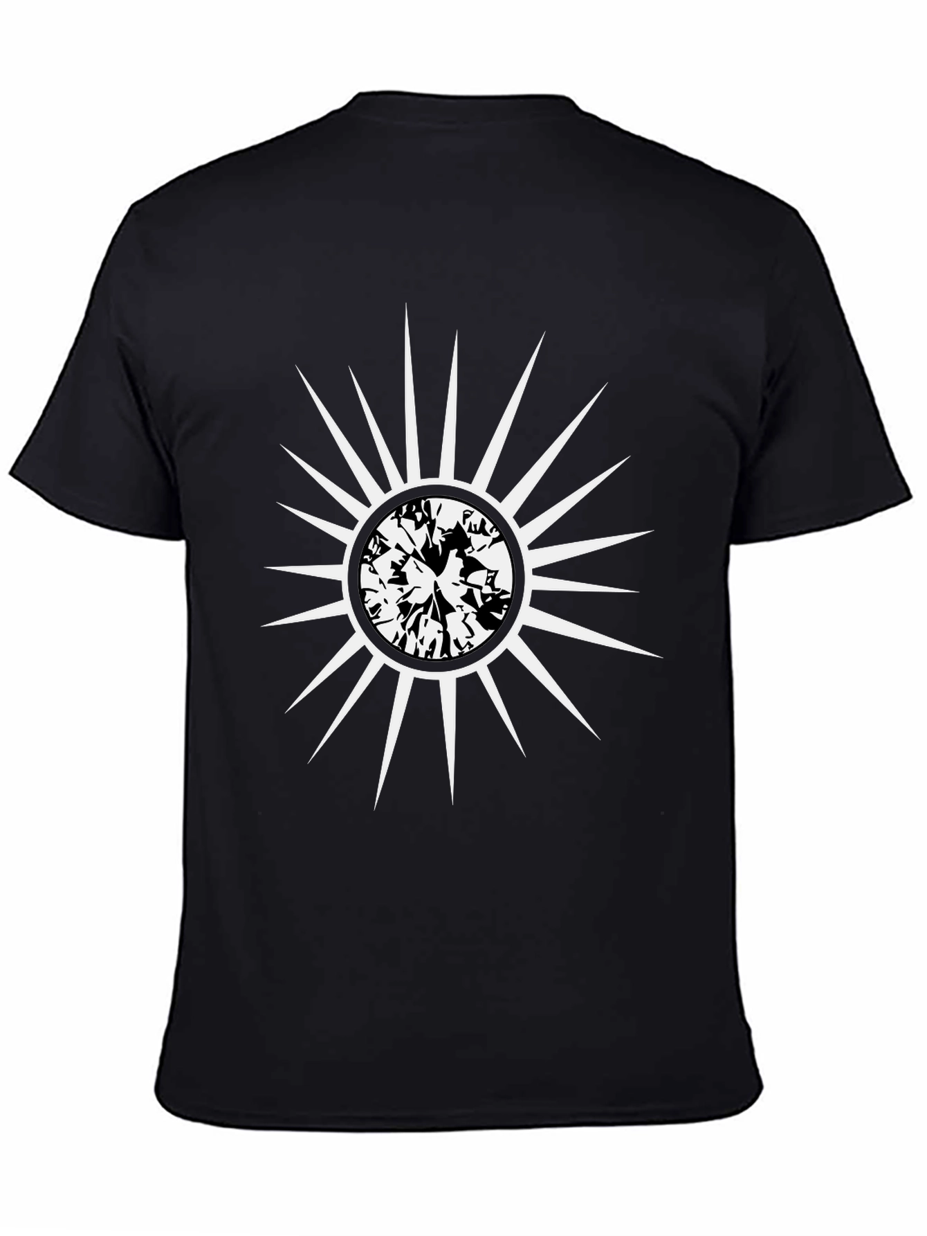 Black Radiant Sunburst Graphic Tee - Modern Black Cotton Shirt view 4