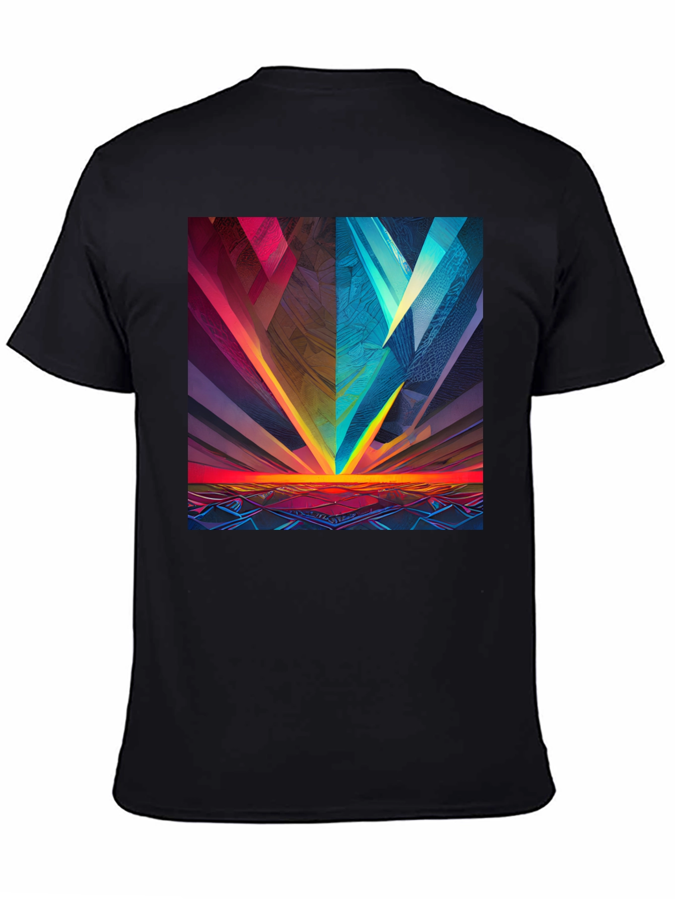 Black Abstract Geometric Graphic Print Black Tee view 4