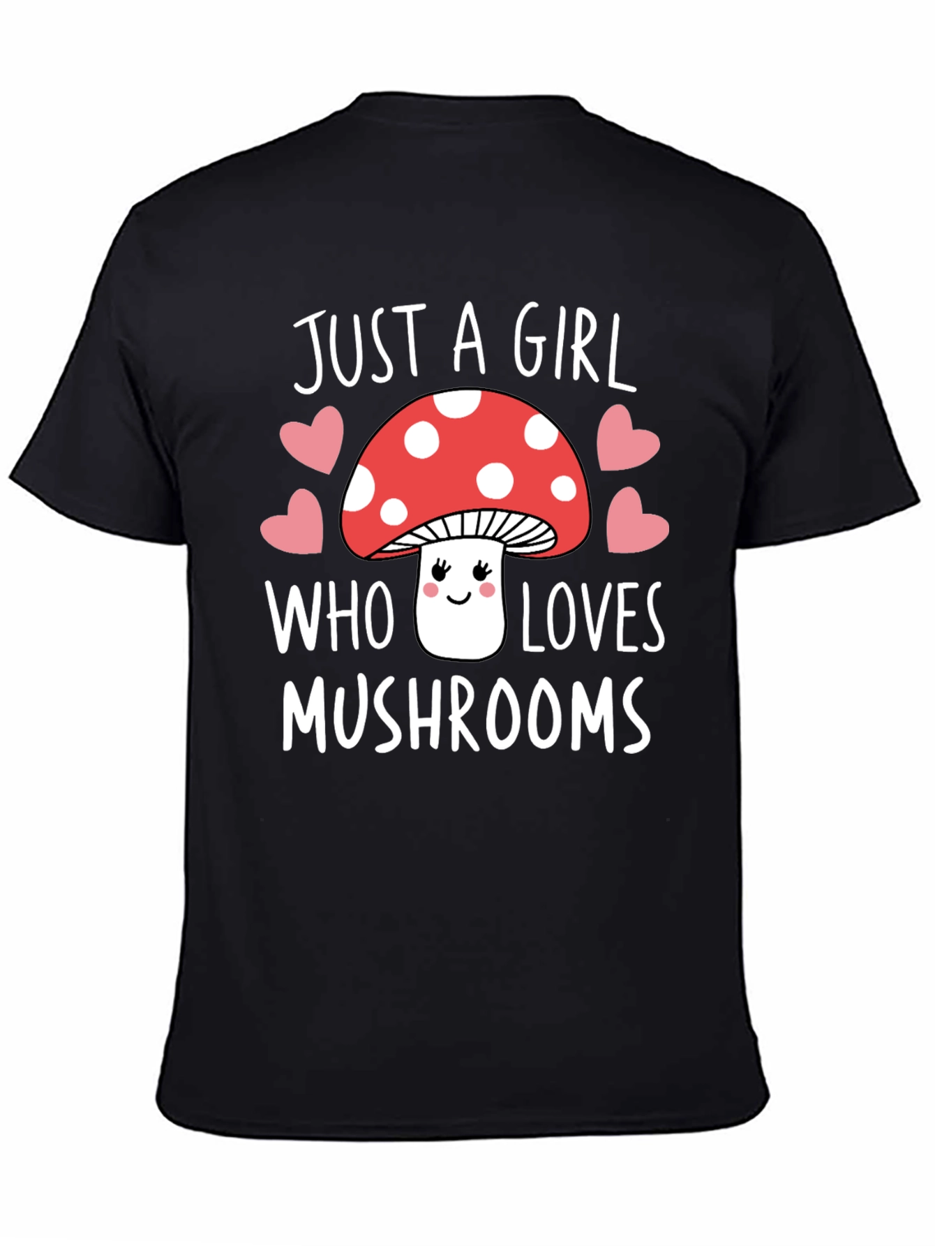 Black Just A Girl Who Loves Mushrooms Graphic Tee view 4