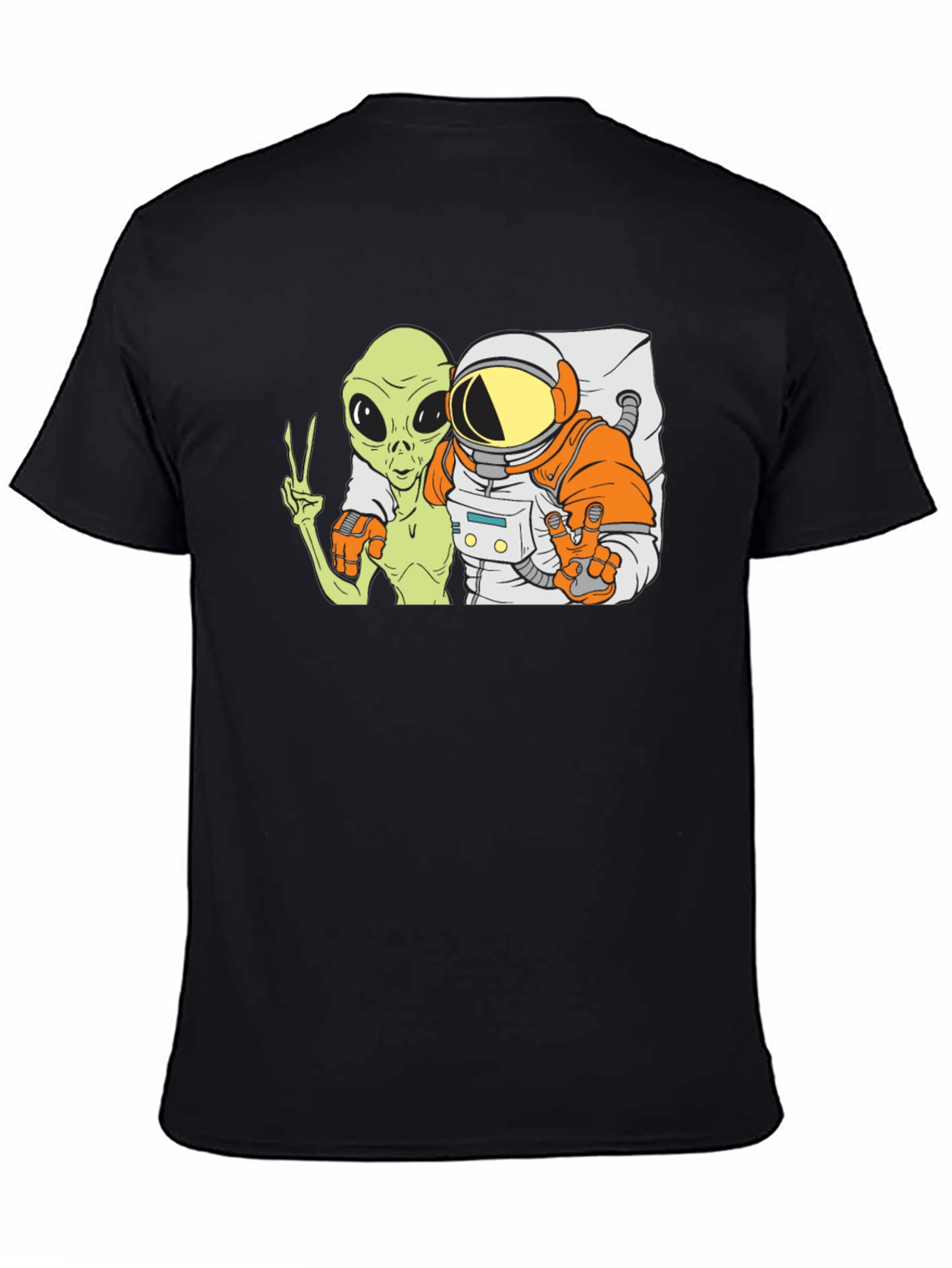 Black Alien & Astronaut BFFs Graphic Tee - Black Cotton Blend view 4