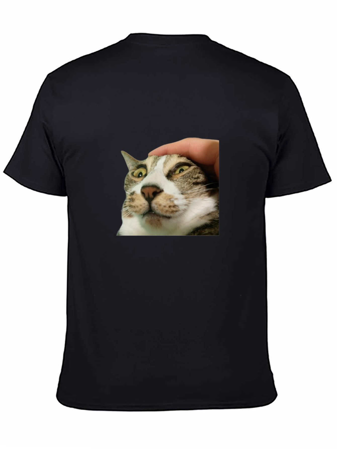 Black Funny Cat Petting T-Shirt - Unique Graphic Tee view 4
