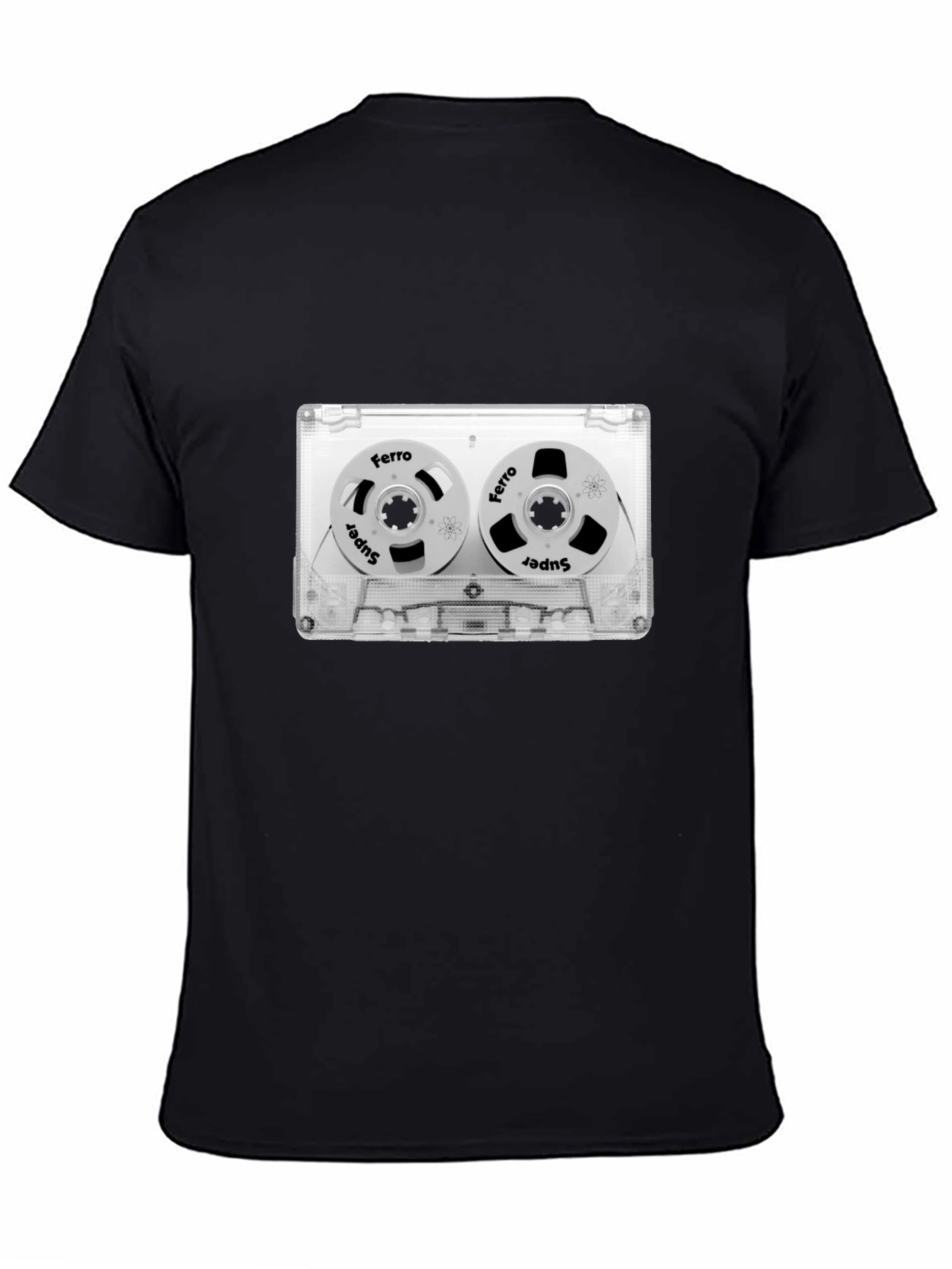 Black Retro Cassette Tape Graphic Tee - Vintage Music Lover Shirt view 4