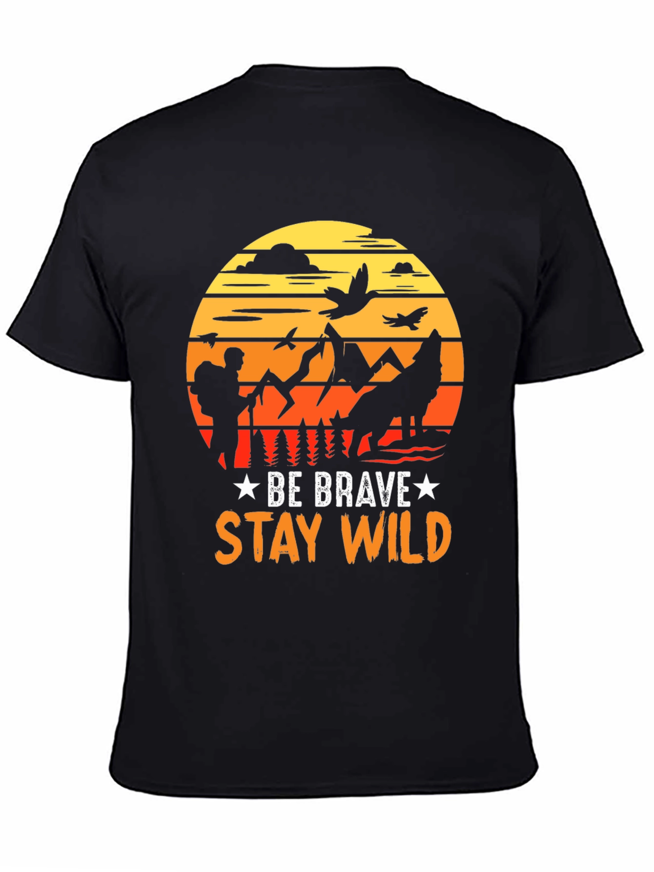 Black Be Brave Stay Wild Graphic Tee - Adventure T-Shirt view 4