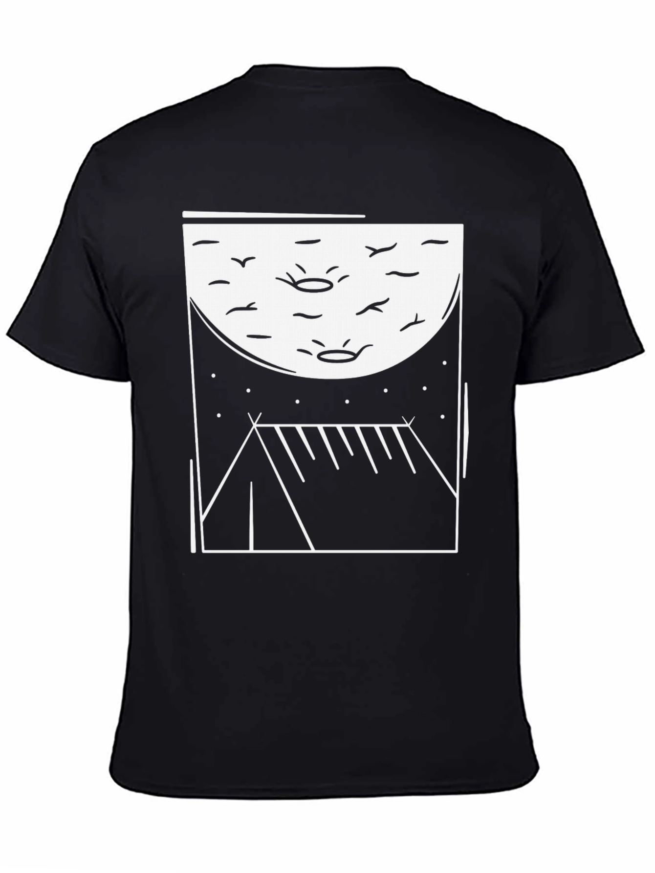 Black Camping Scene Graphic Tee - Black Unisex Shirt view 4